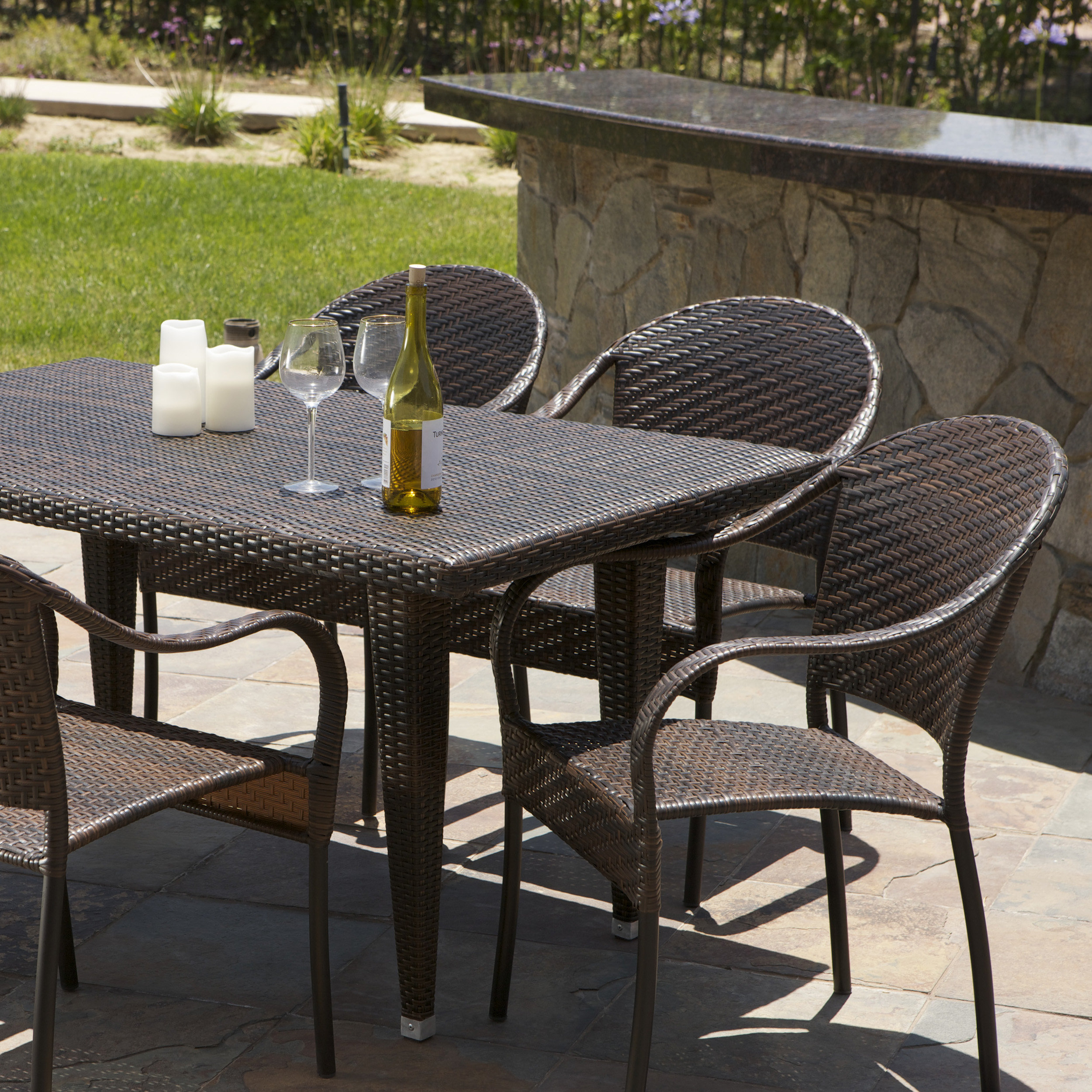 Home Loft Concepts Dimke 7pc Polyethylene Wicker Outdoor Dining Set