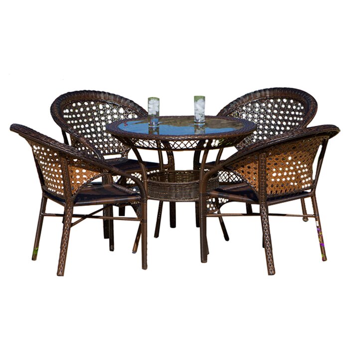 Home Loft Concepts Andre 5 Piece Wicker Outdoor Dining Set & Reviews ...