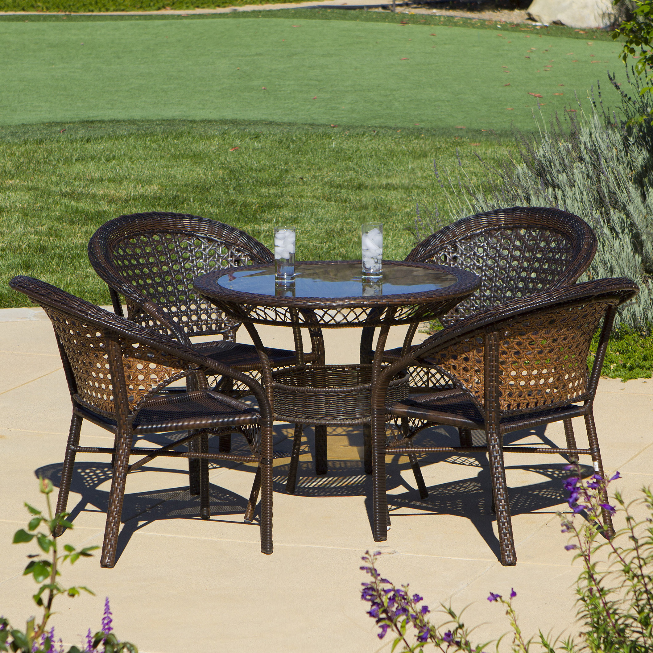Home Loft Concepts Andre 5 Piece Wicker Outdoor Dining Set & Reviews