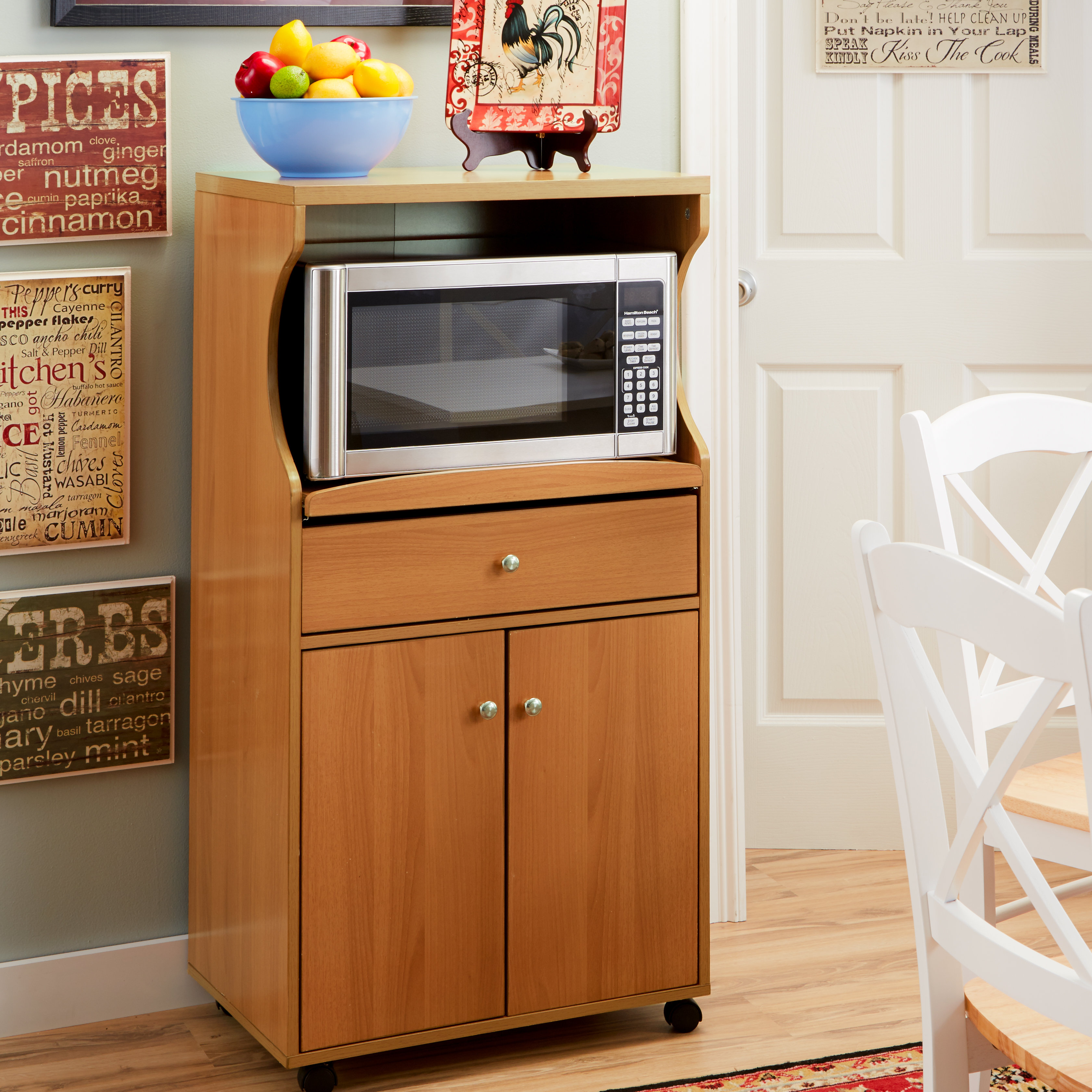 Andover Mills Microwave Cart with Wood Top & Reviews Wayfair