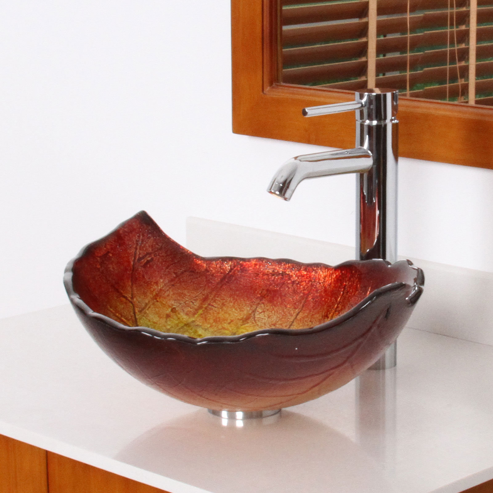 Elite Hot Melted Summer Leaf Shaped Bowl Vessel Bathroom Sink & Reviews