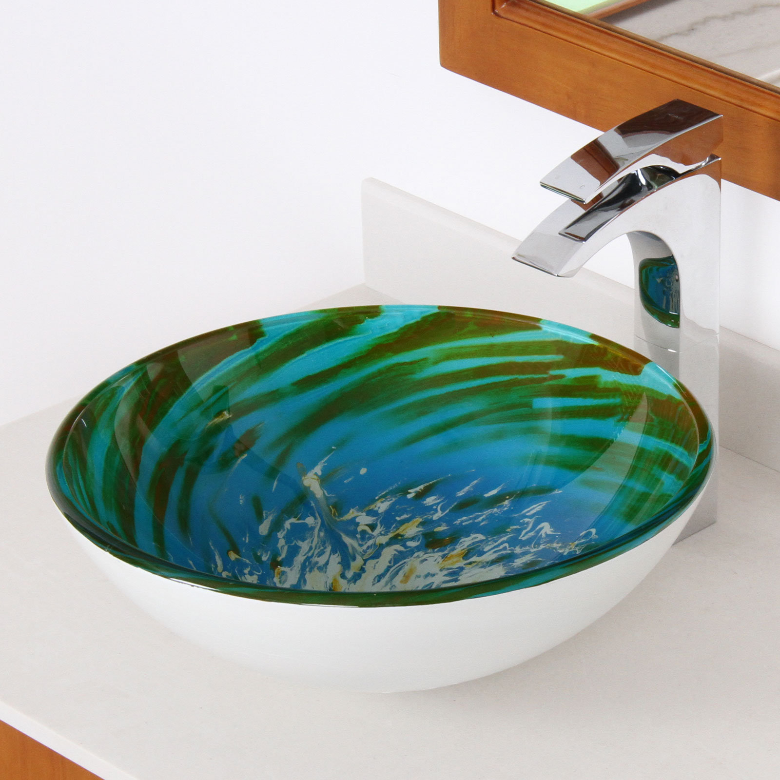 Elite Whirlpool Splash Hand Painted Bowl Vessel Bathroom Sink & Reviews