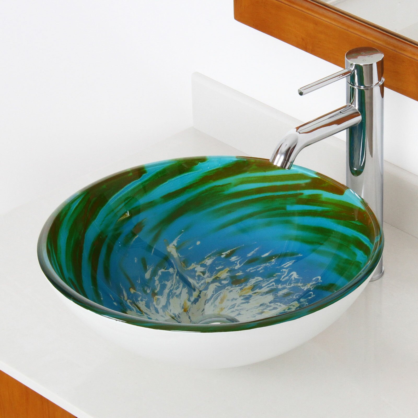 Elite Whirlpool Splash Hand Painted Bowl Vessel Bathroom Sink & Reviews ...