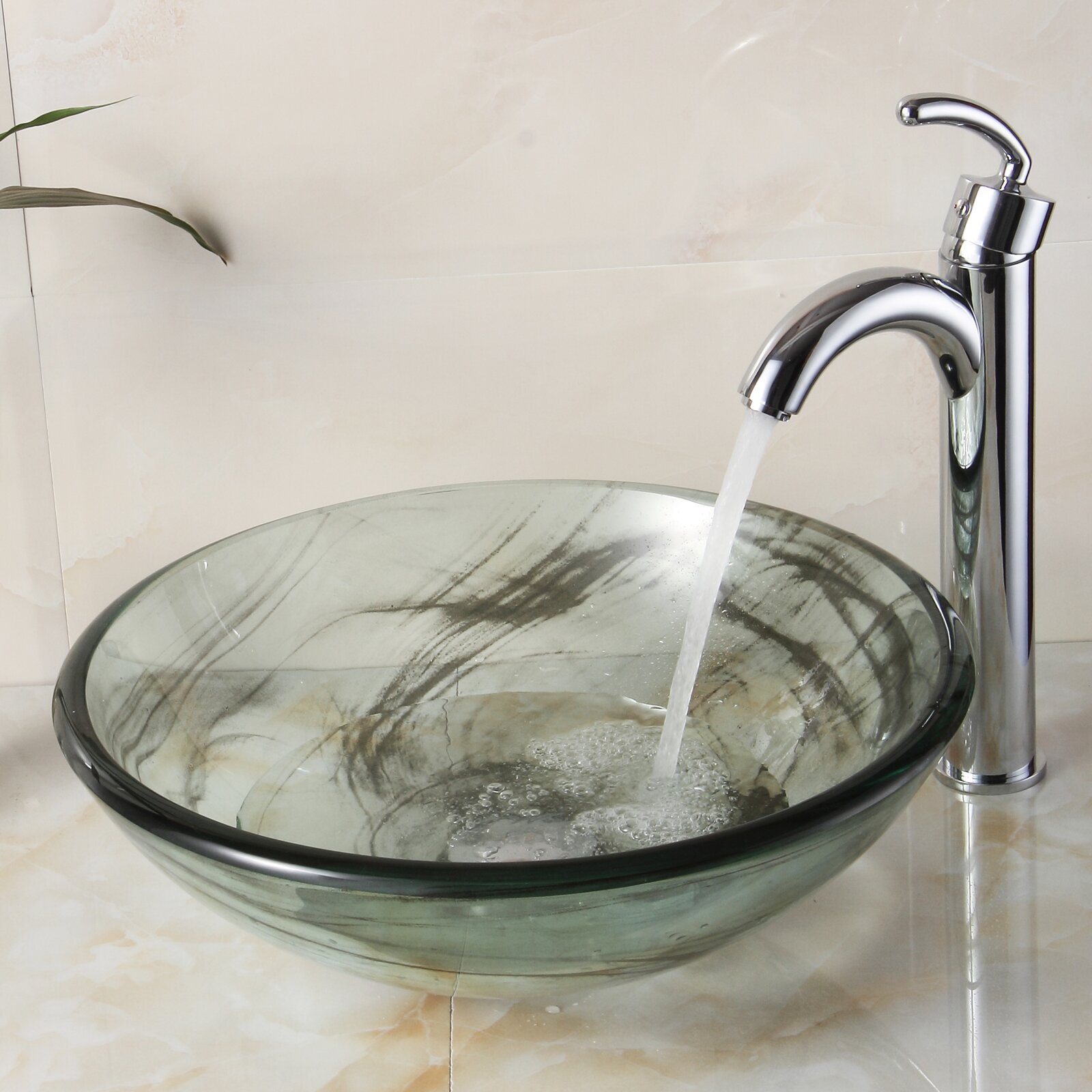 Elite Double Layered Tempered Glass Bowl Vessel Bathroom Sink & Reviews