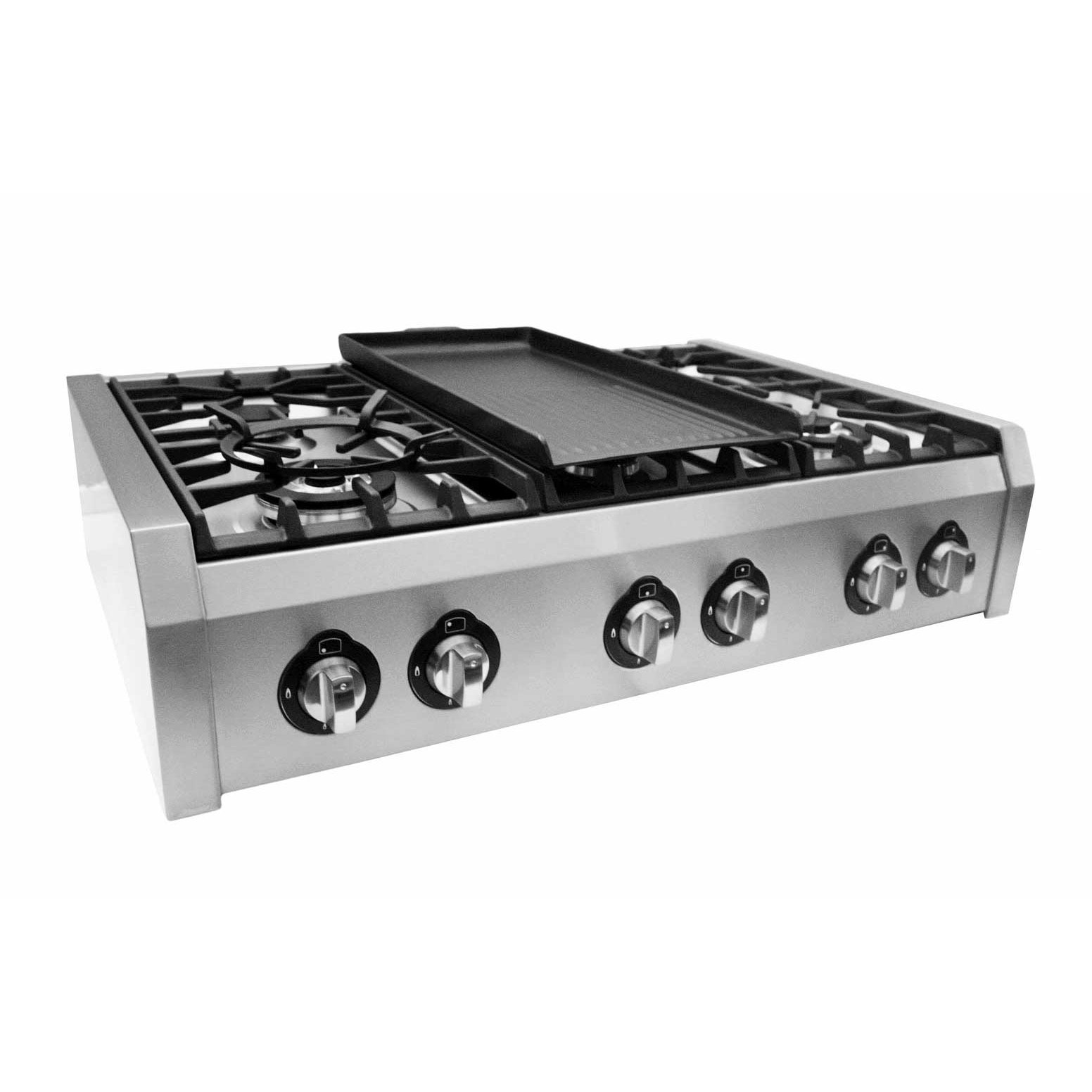 Cosmo 36 in. Gas Cooktop with 6 Burners and Removable Griddle & Reviews
