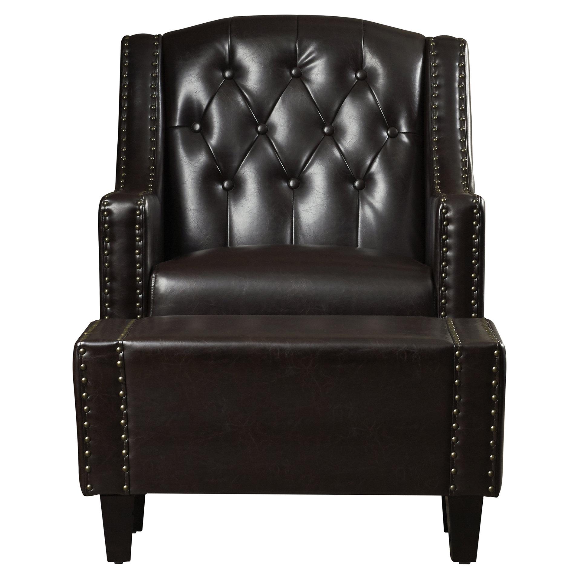 Three Posts Chris Leather Club Chair and Ottoman Set & Reviews Wayfair
