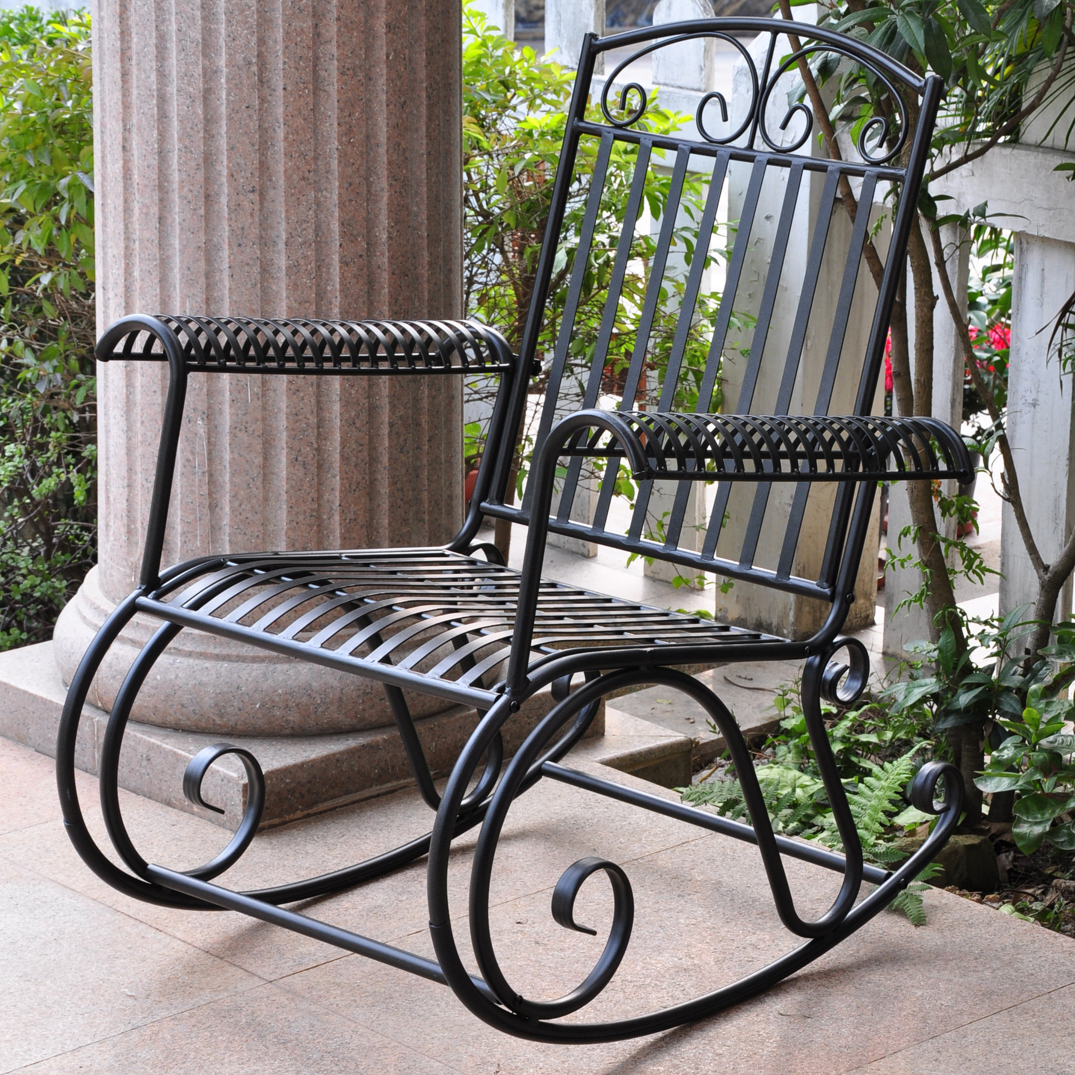 Three Posts Snowberry Iron Outdoor Porch Rocking Chair THRE4993