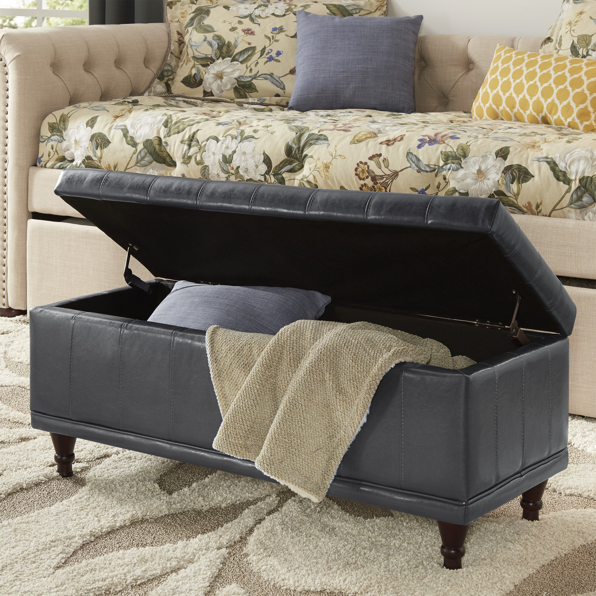 Three Posts Southampton Vinyl Storage Bedroom Bench ...