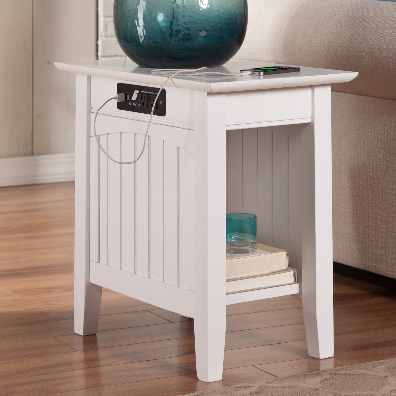 Three Posts Orangetown Side Table with Charging Station ...