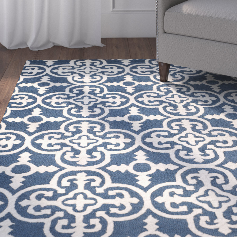 Three Posts Byron Blue Navy/Ivory Area Rug & Reviews Wayfair