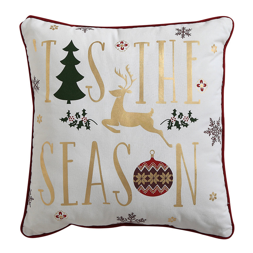 Three Posts Gold Foil Decorative Holiday Throw Pillow & Reviews Wayfair