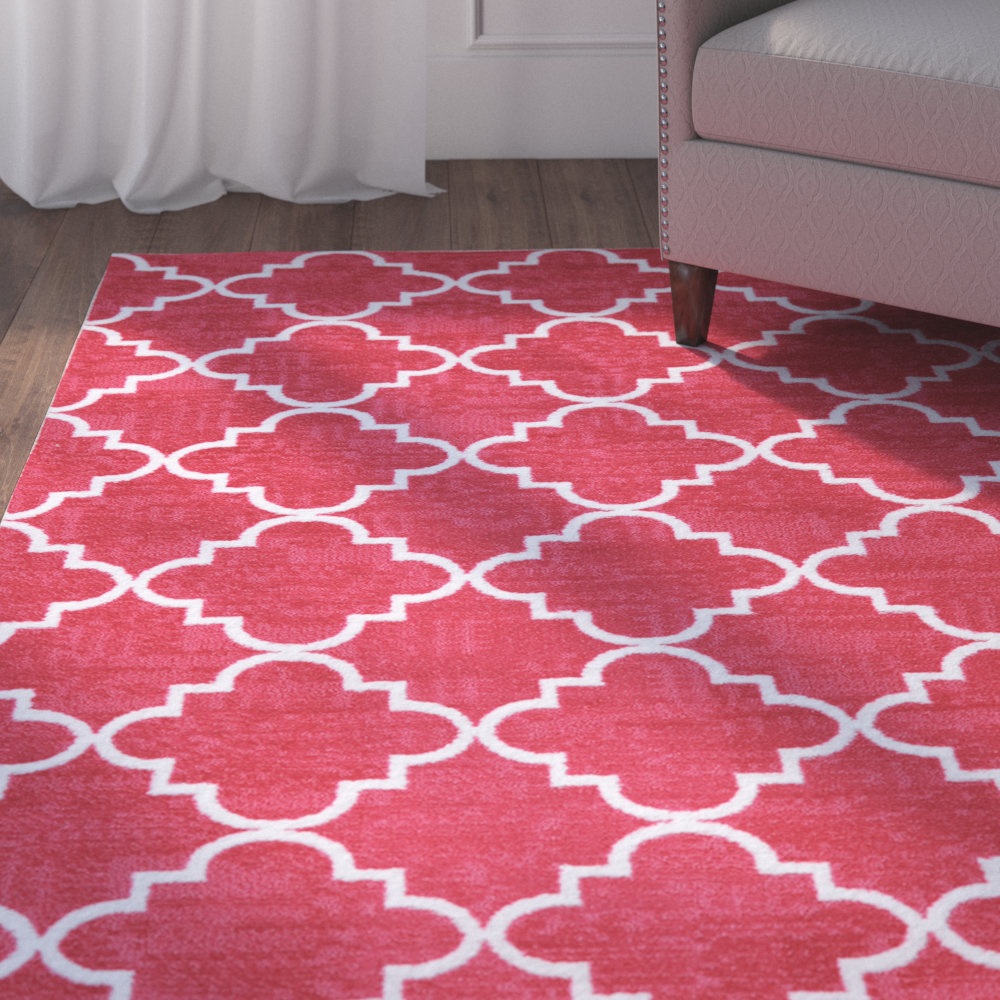 Three Posts Billings Fancy Trellis Hot Pink Printed Area Rug & Reviews Wayfair