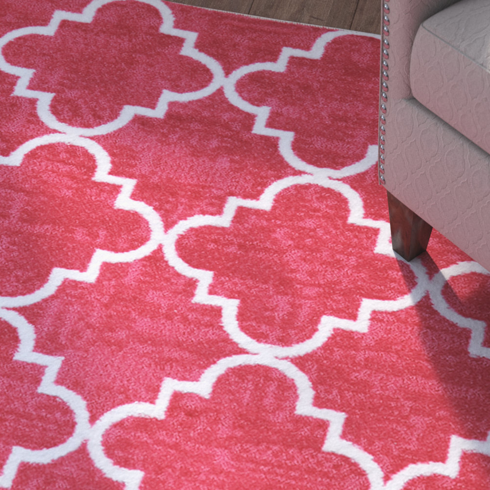 Three Posts Billings Fancy Trellis Hot Pink Printed Area Rug & Reviews Wayfair