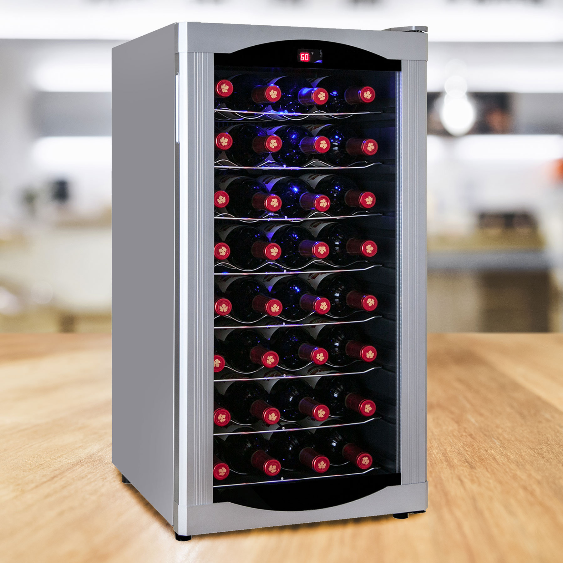 AKDY 32 Bottle Single Zone Freestanding Wine Refrigerator & Reviews