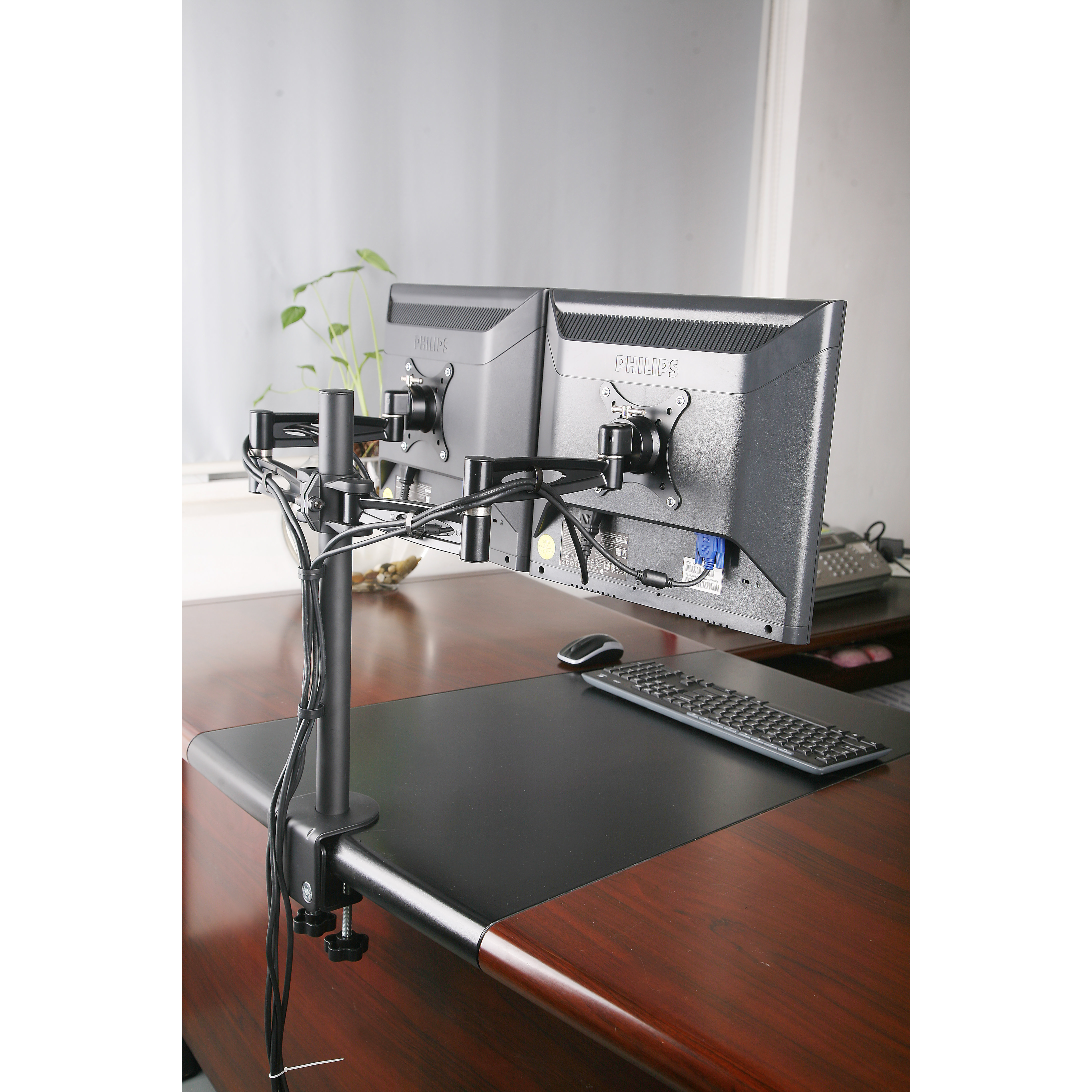 VIvo Dual LCD Monitor Height Adjustable 2 Screen Desk Mount & Reviews