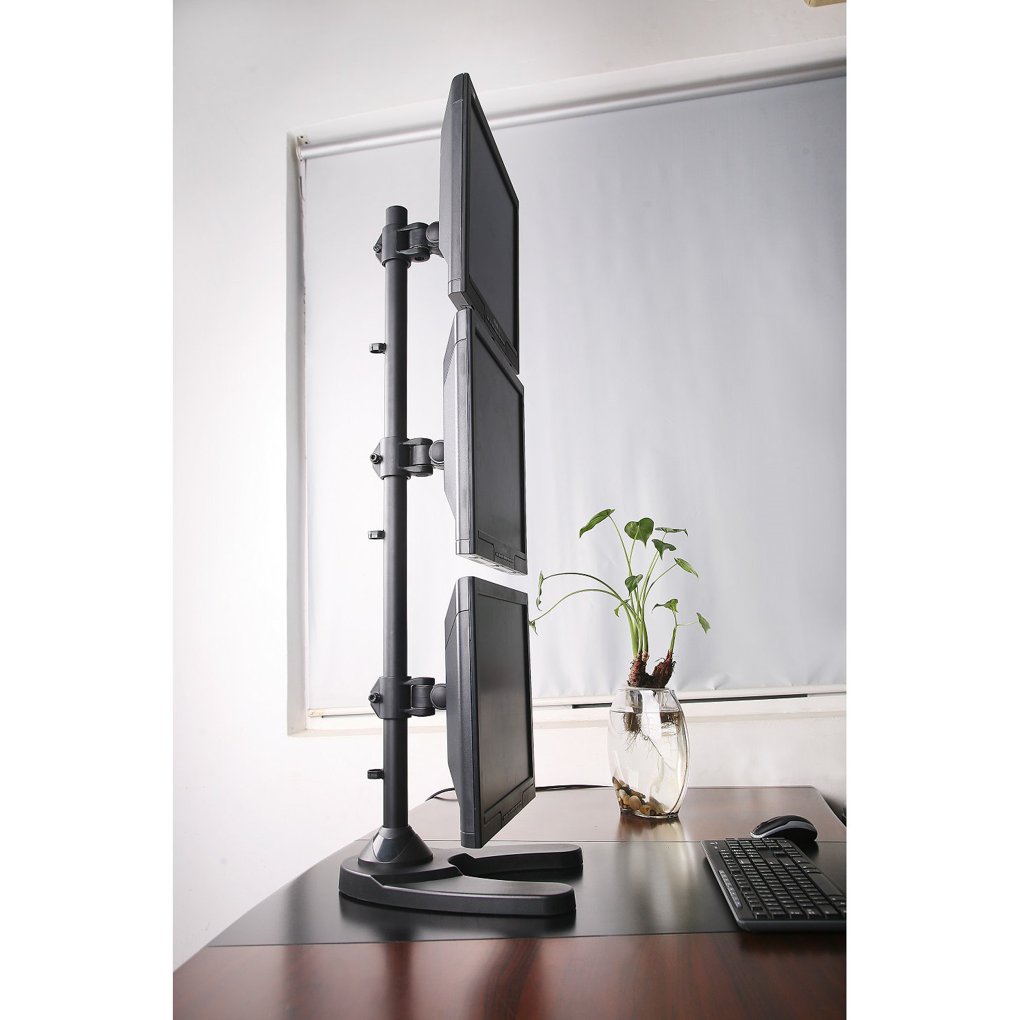 VIvo Triple LCD Monitor Free Standing Vertical Height Adjustable 3