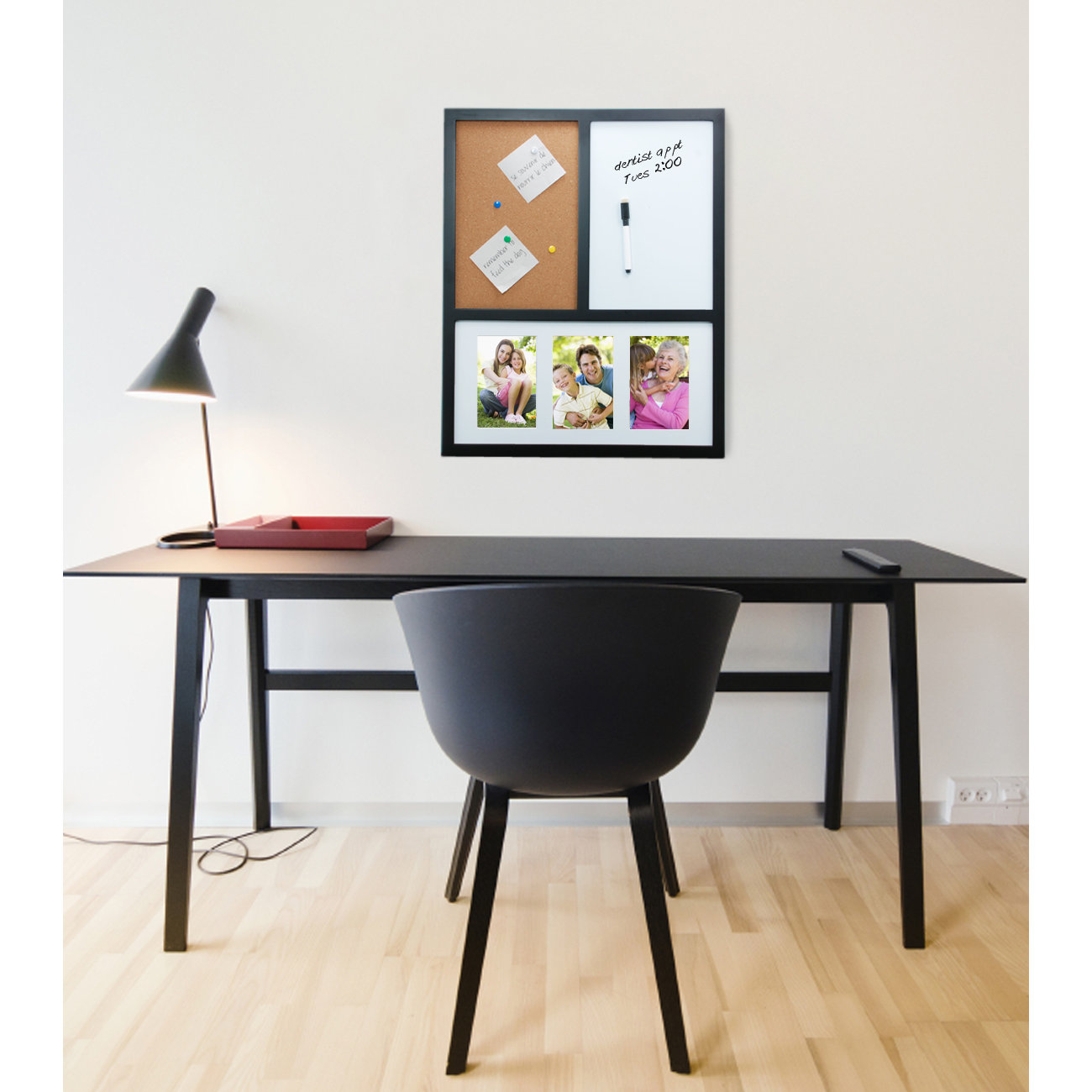 nexxt Design Memo Board with Dry Erase and Cork Wall Mounted