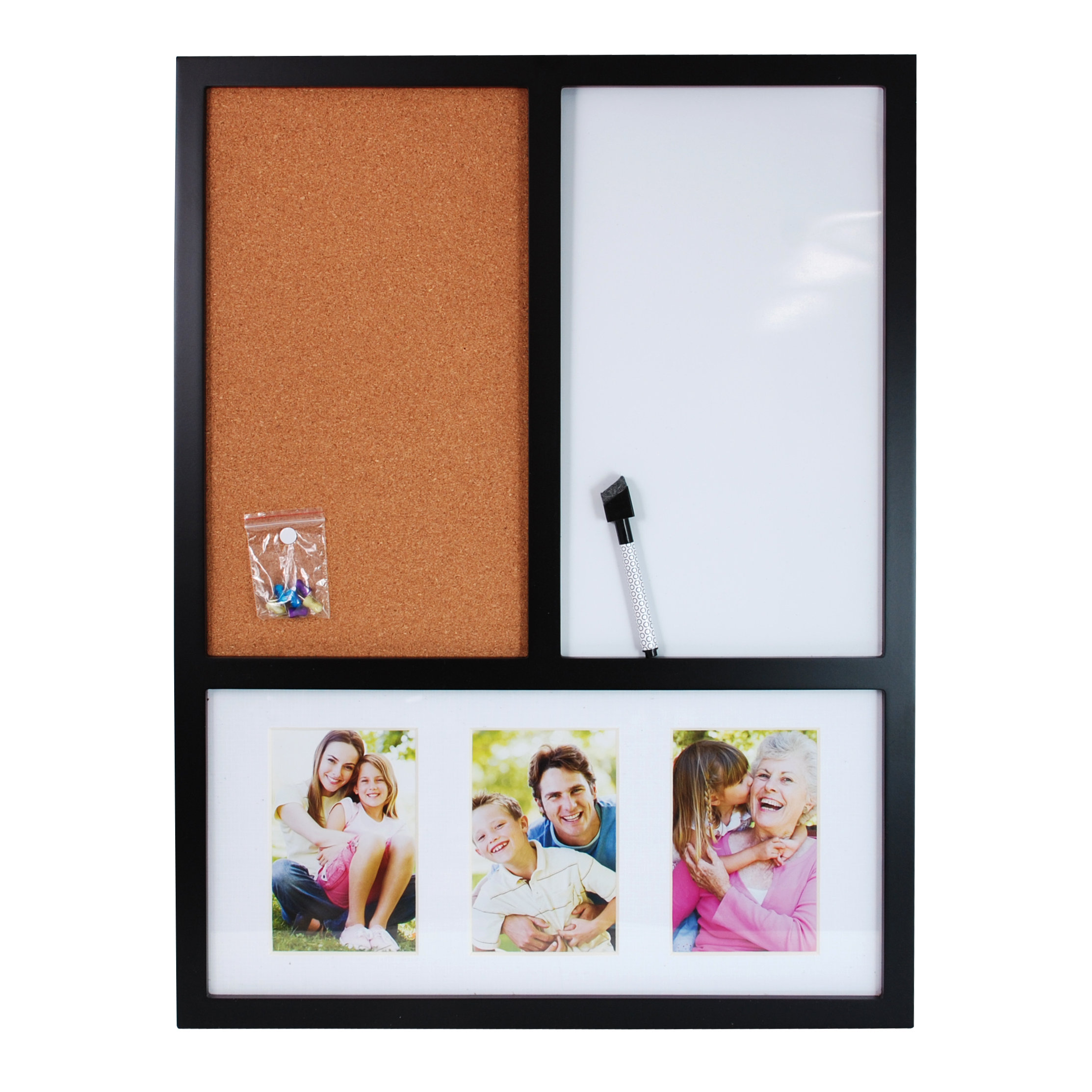 nexxt Design Memo Board with Dry Erase and Cork Wall Mounted