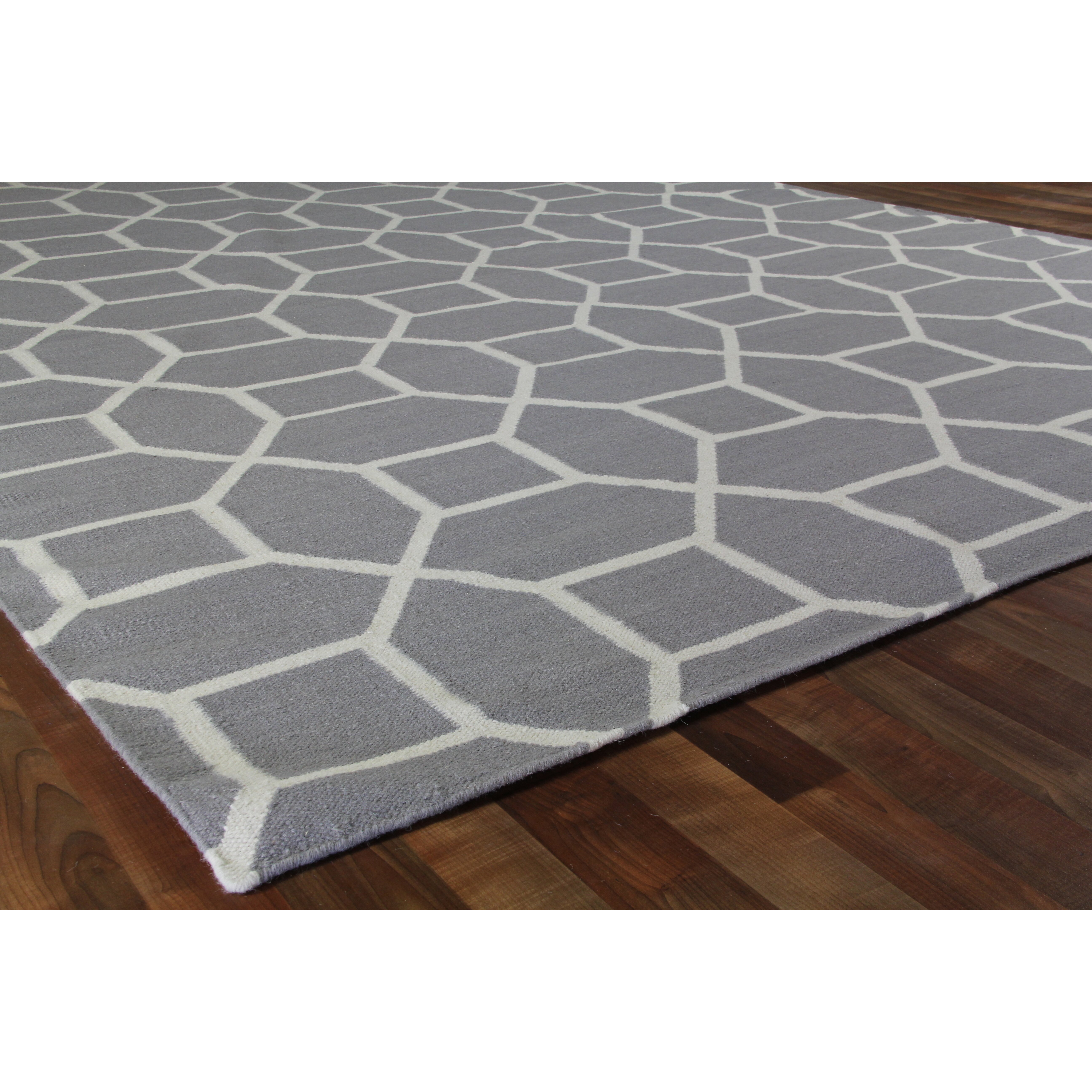 Rug Expressions Flat Weave Gray Cream Area Rug WF9707 