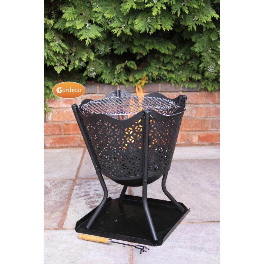 Gardeco Canasta Steel Fire Pit with Tray and BBQ Grill Wayfair UK
