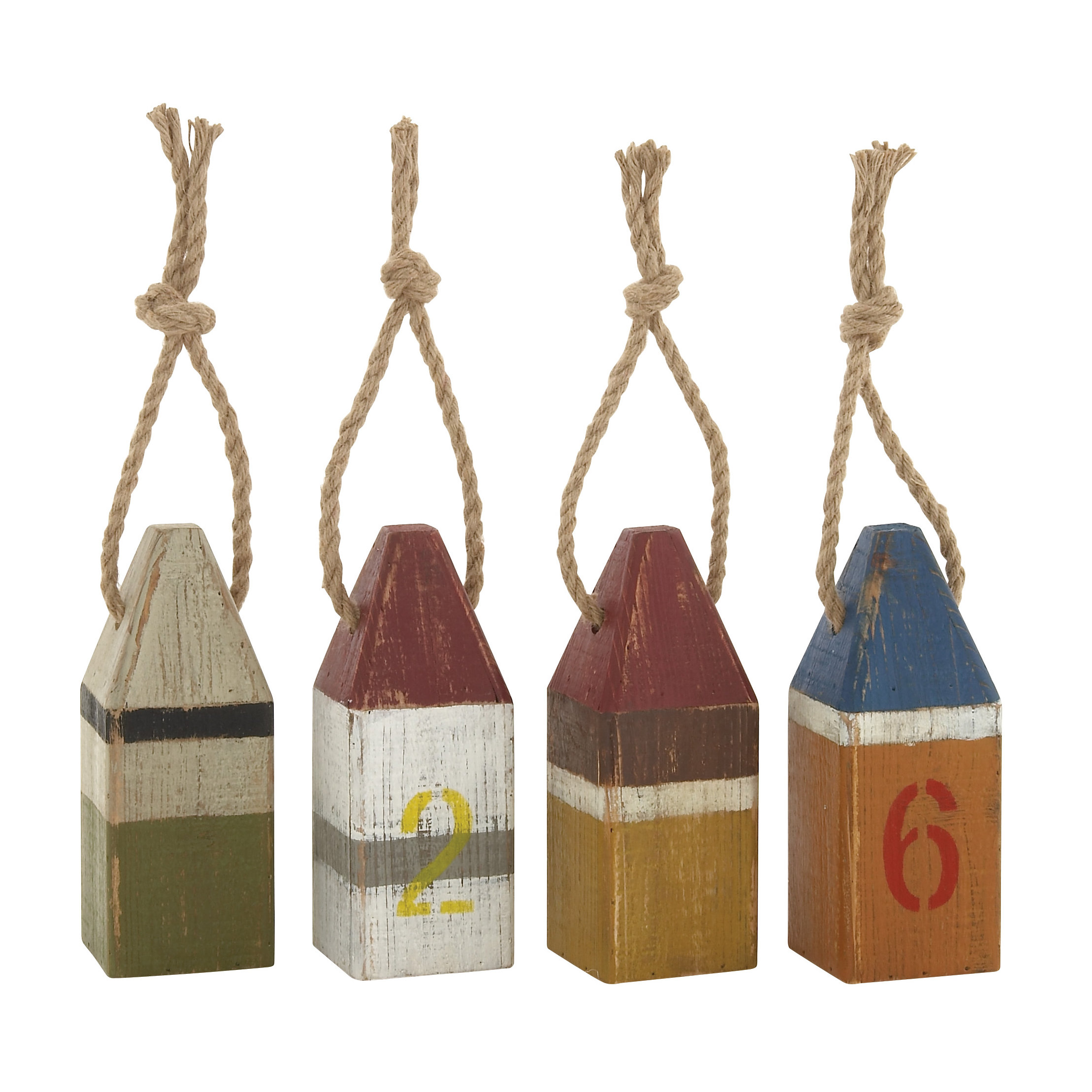 Breakwater Bay 4 Piece Wood Rope Table Bouy Wall Decor Set & Reviews
