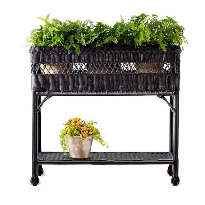 Plow & Hearth Easy Care Resin Wicker Rectangular Planter Box & Reviews