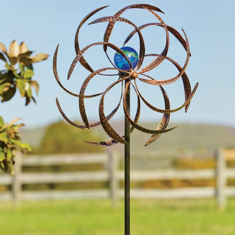 Plow & Hearth Metal Wisp Wind Spinner with Glowing Glass Orb & Reviews ...