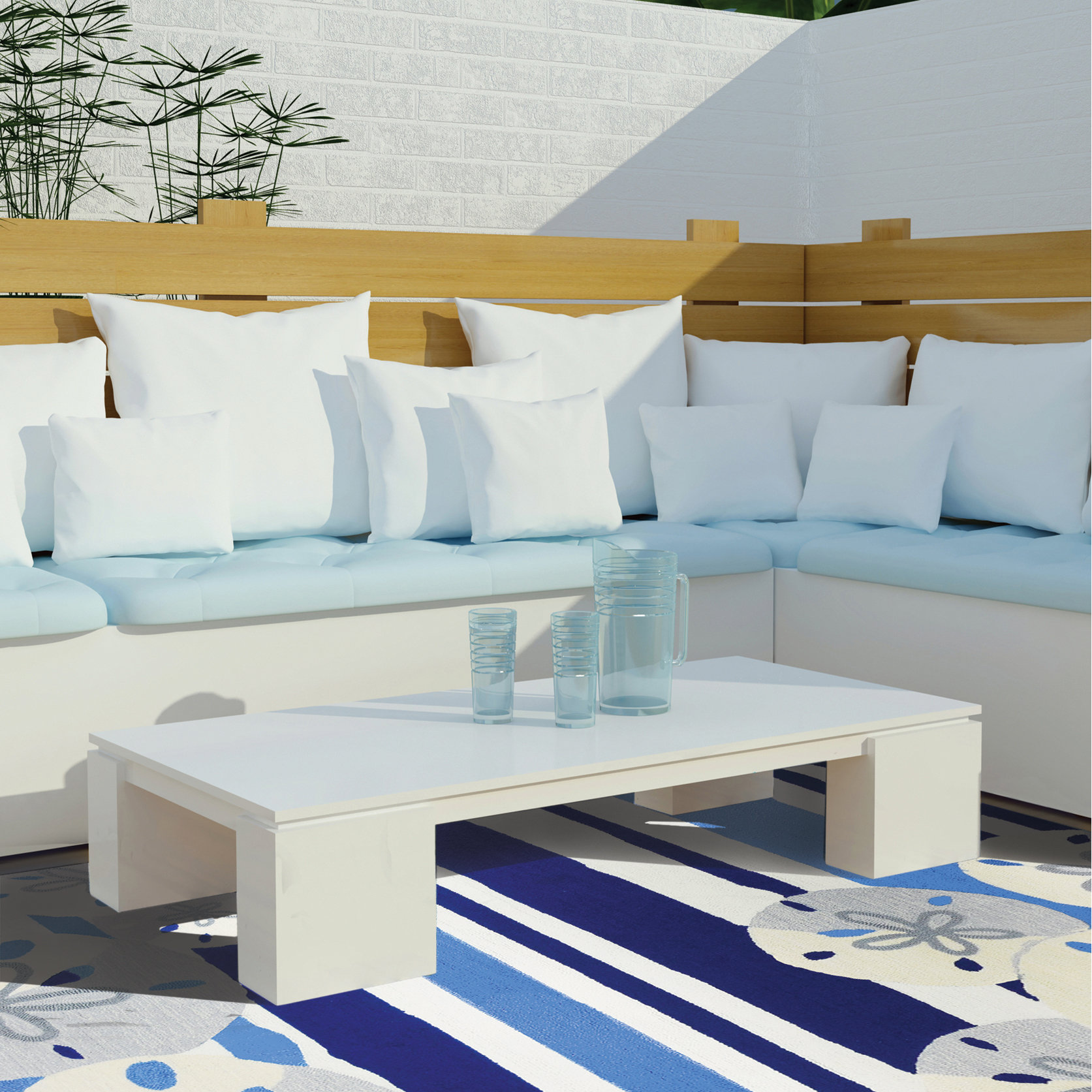 Homefires Sand Dollar Beige/Blue Indoor/Outdoor Area Rug & Reviews