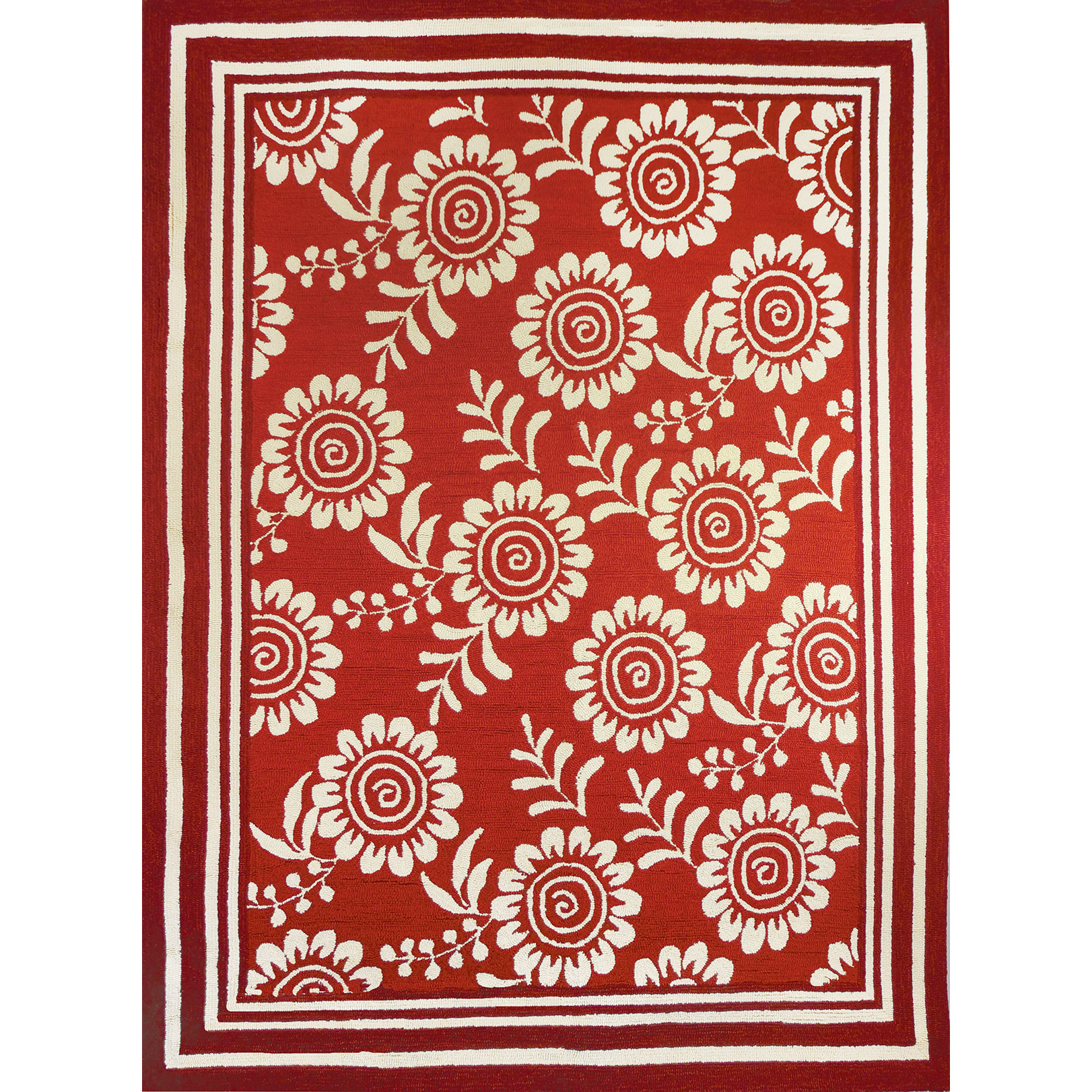 Homefires Ticking Floral Red/Beige Indoor/Outdoor Area Rug & Reviews