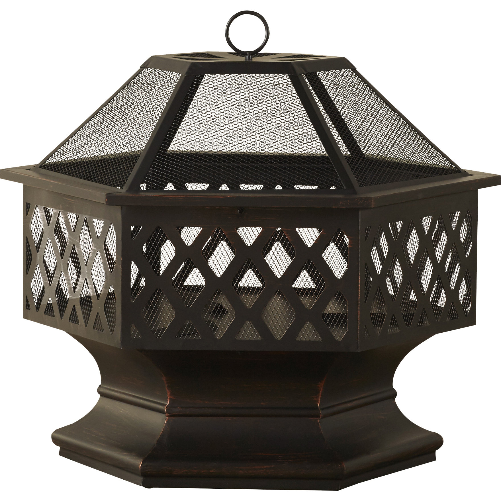 Uniflame Bronze Outdoor Wood Burning Fire Pit with Lattice ...