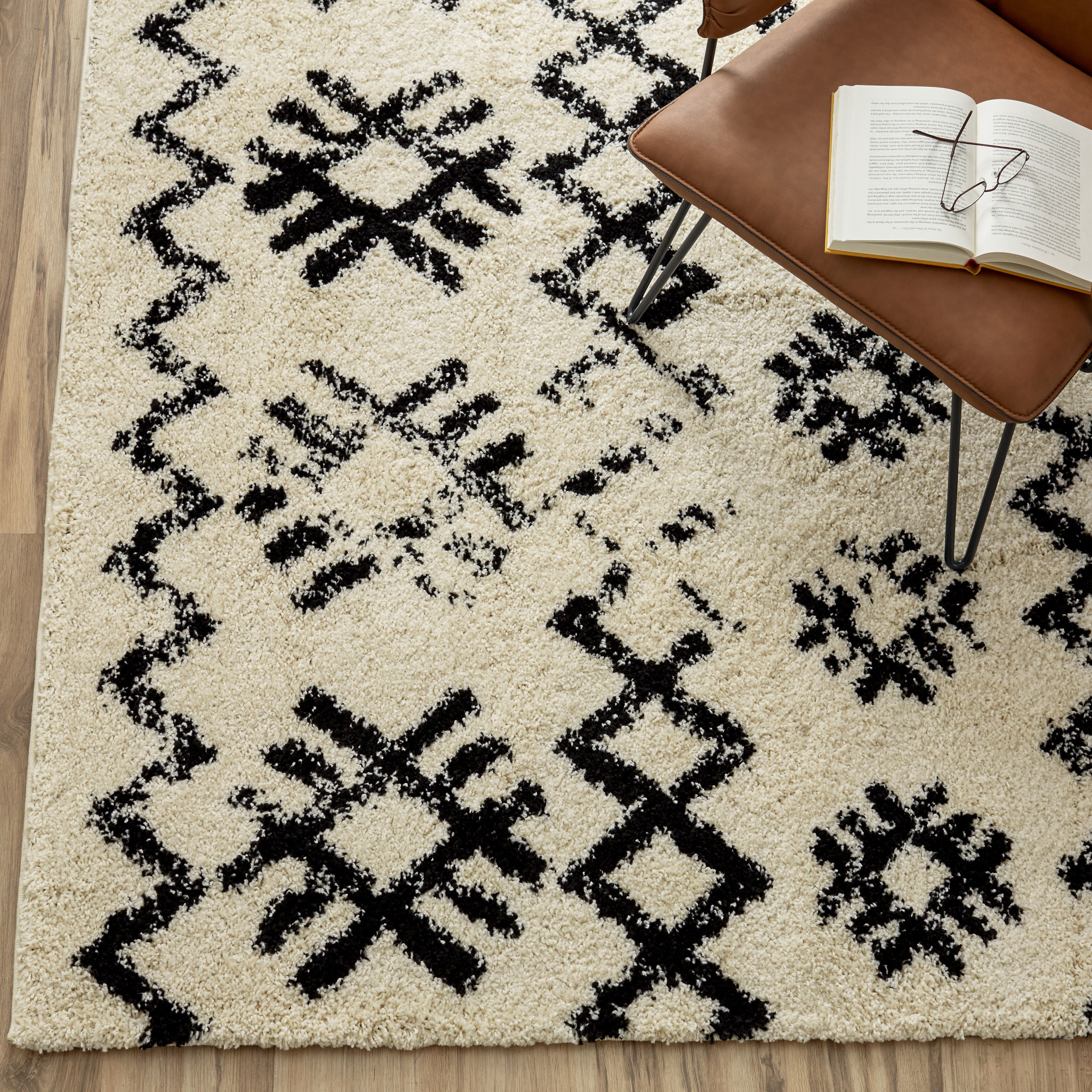 Mercury Row Moroccan Mekenes Ivory/Black Area Rug & Reviews Wayfair