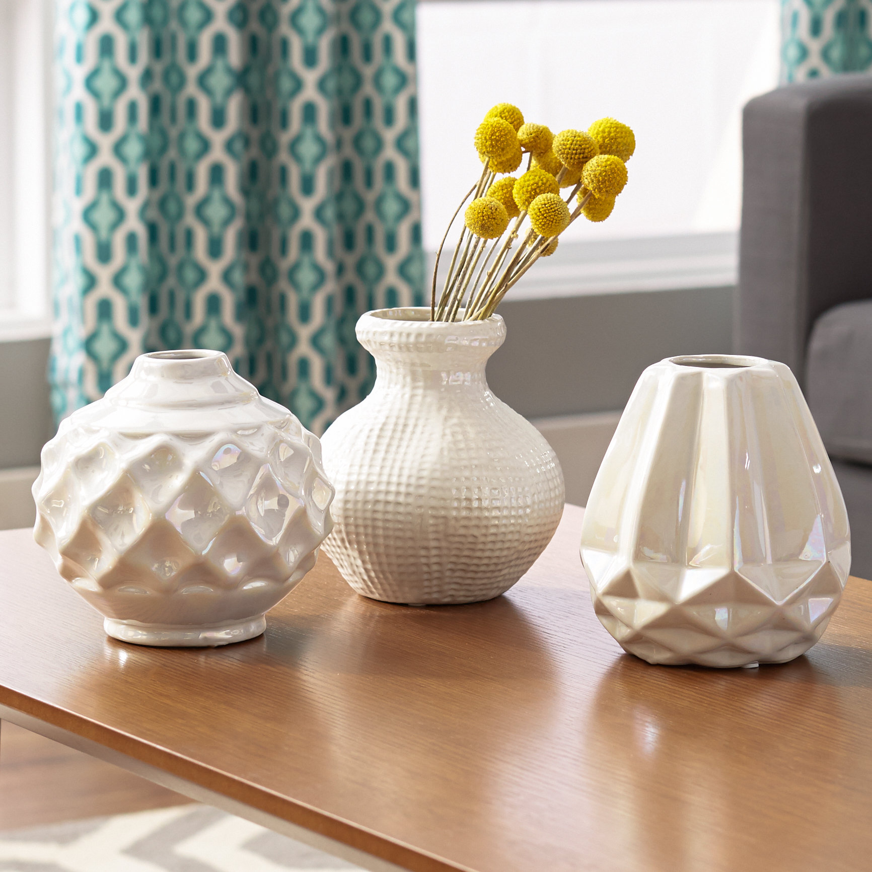 Mercury Row Thucydides 3 Piece Ceramic Vase Set & Reviews Wayfair