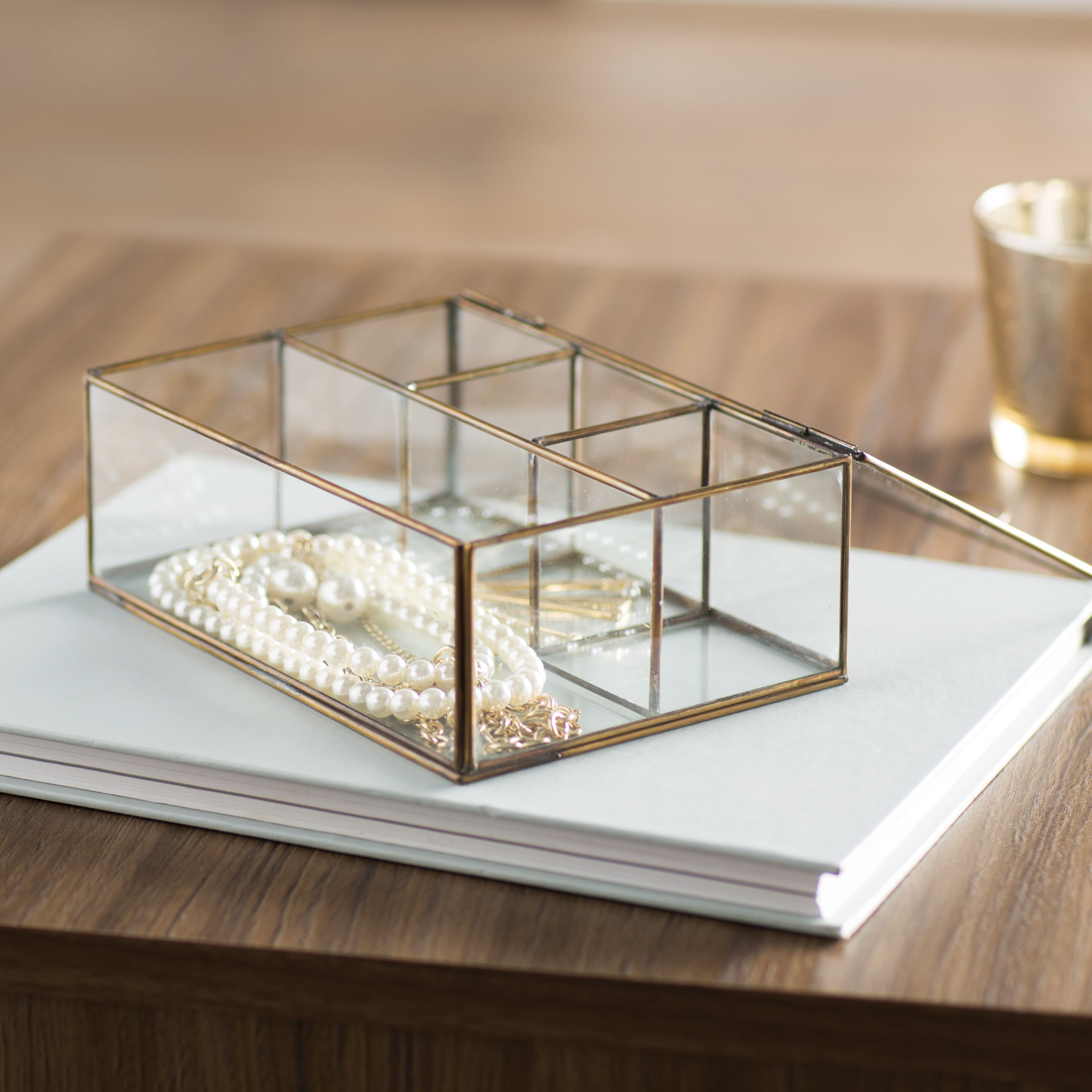 Mercury Row Decorative Glass and Brass Box Wayfair