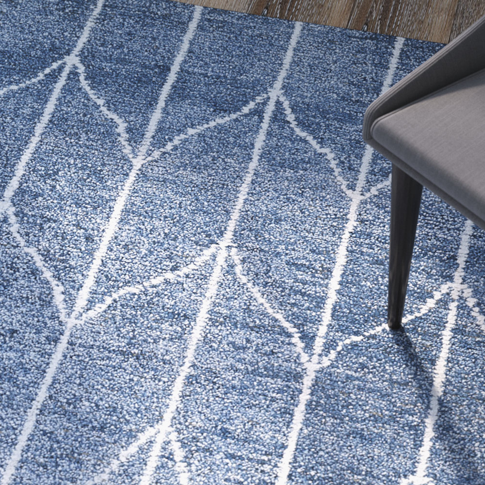 Mercury Row Handmade Denim Blue / Ivory Area Rug Wayfair