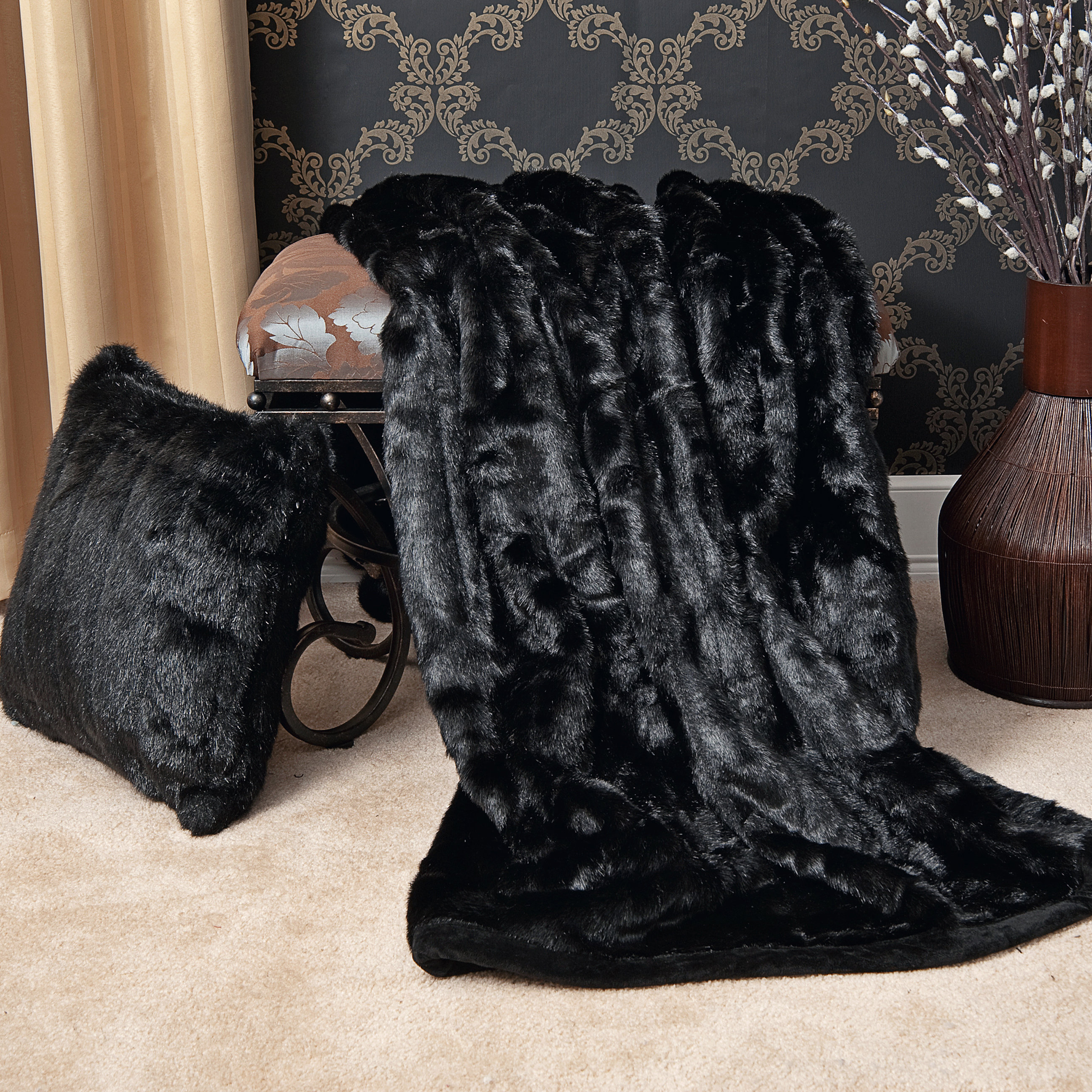 Best Home Fashion, Inc. Faux Fur Lounge Throw Blanket & Reviews Wayfair