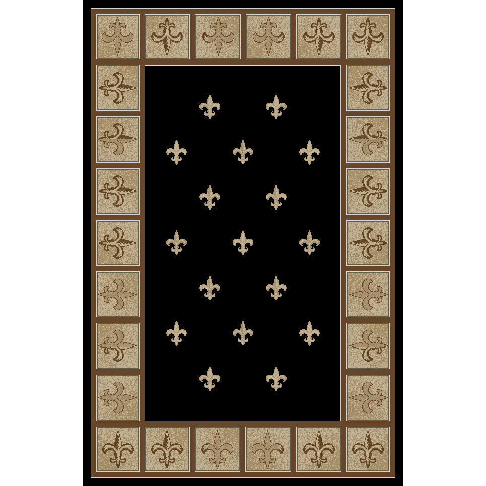 Mayberry Rug Hometown Fleur De Lys Black Area Rug Wayfair