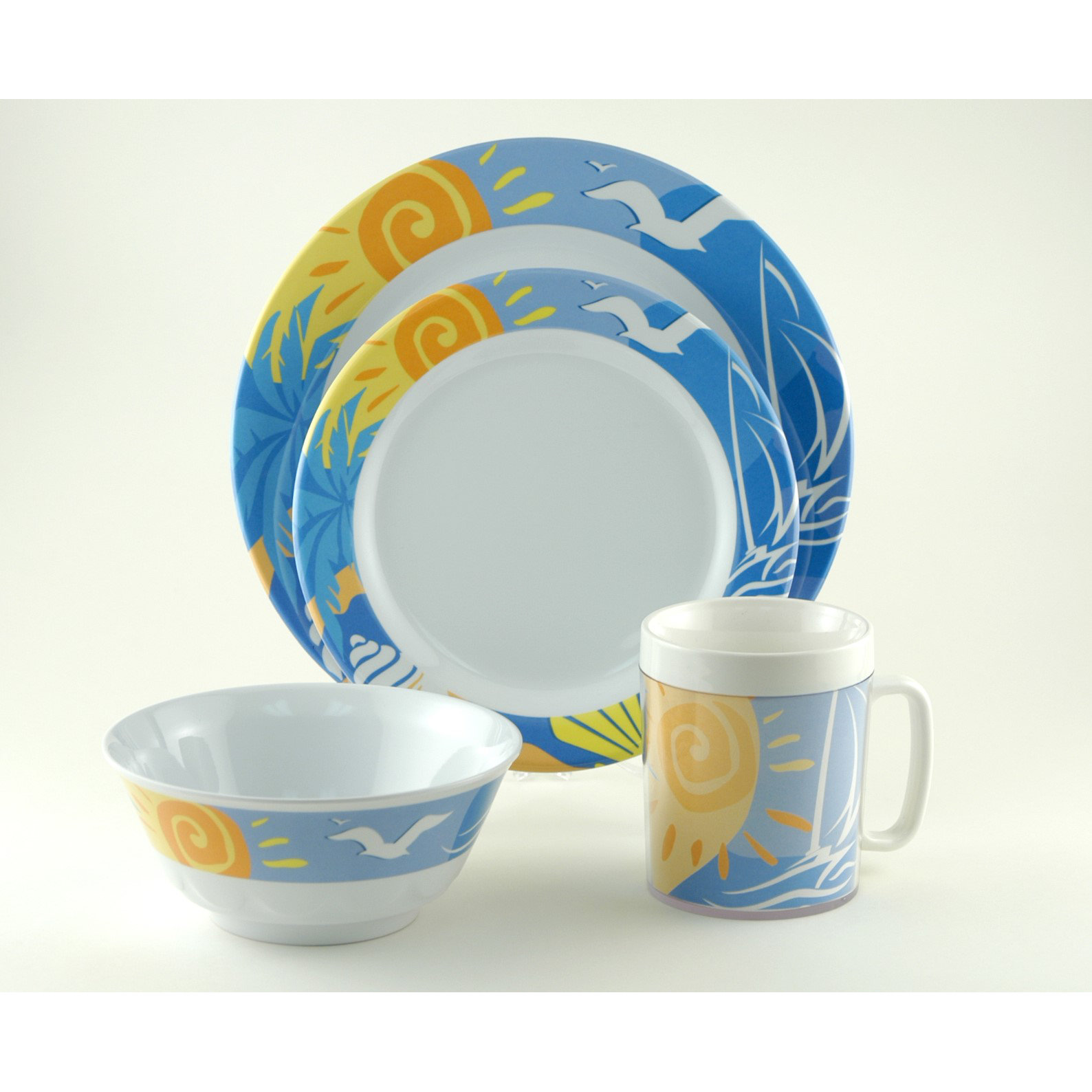 Galleyware Company Decorated Melamine Ocean Breeze 16 Piece Dinnerware