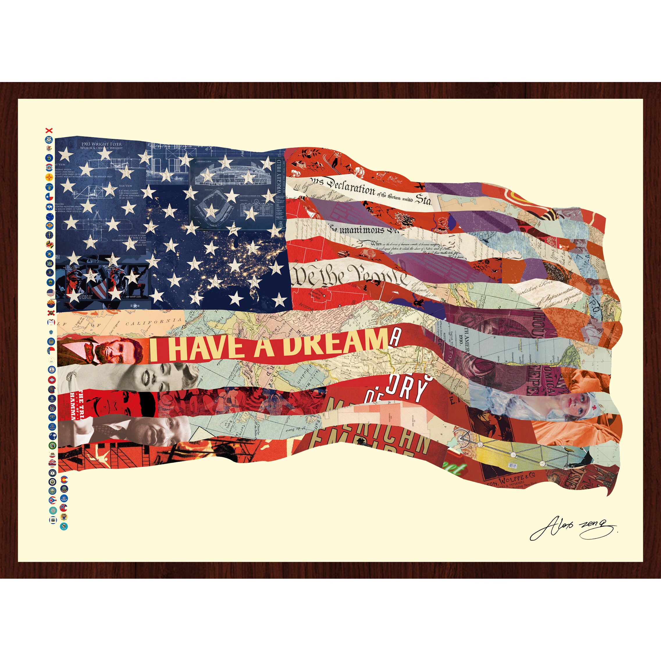 Empire Art Direct Old Glory Flag Usa Original Dimensional Collage