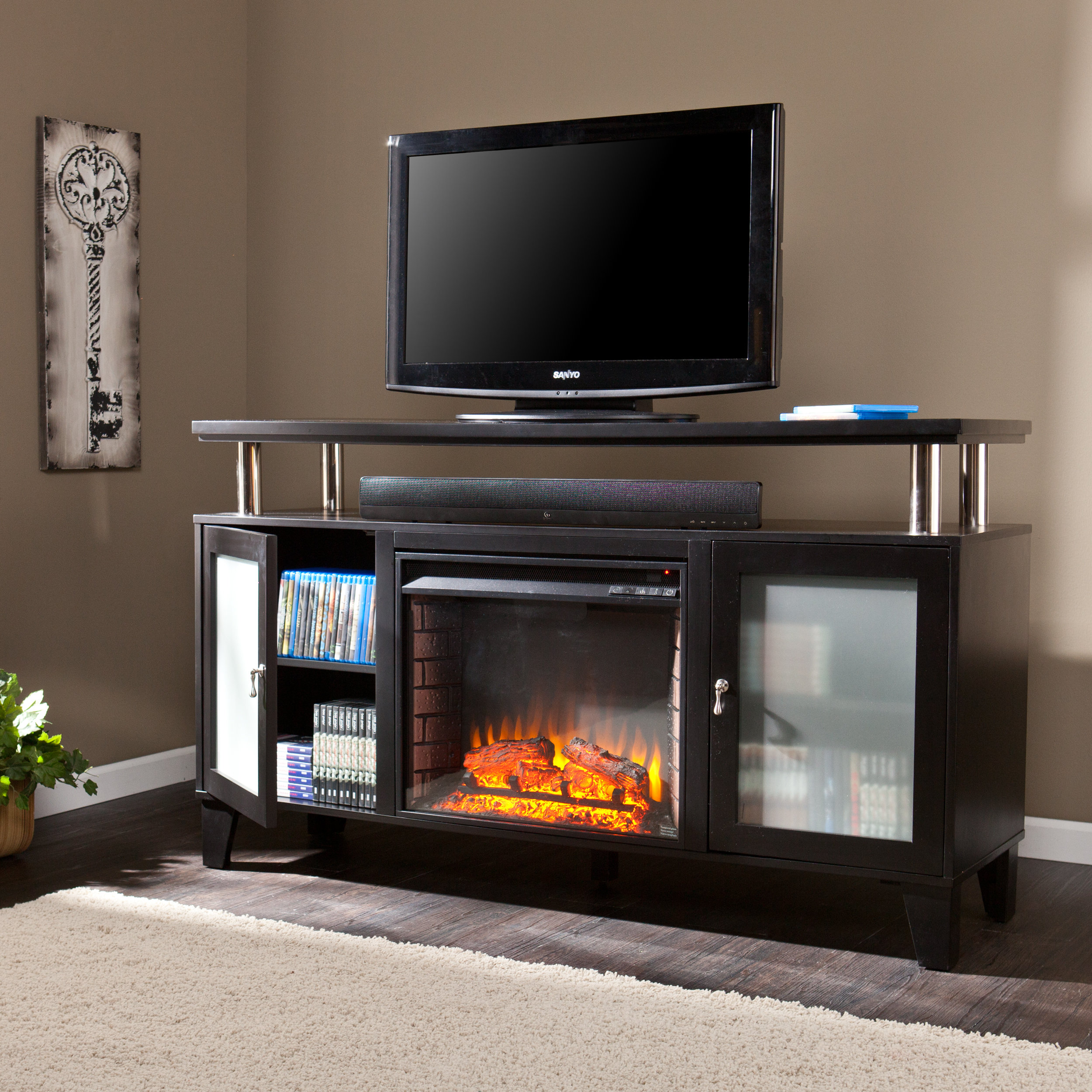 Red Barrel Studio Yalobusha TV Stand with Electric Fireplace  Reviews  Wayfair