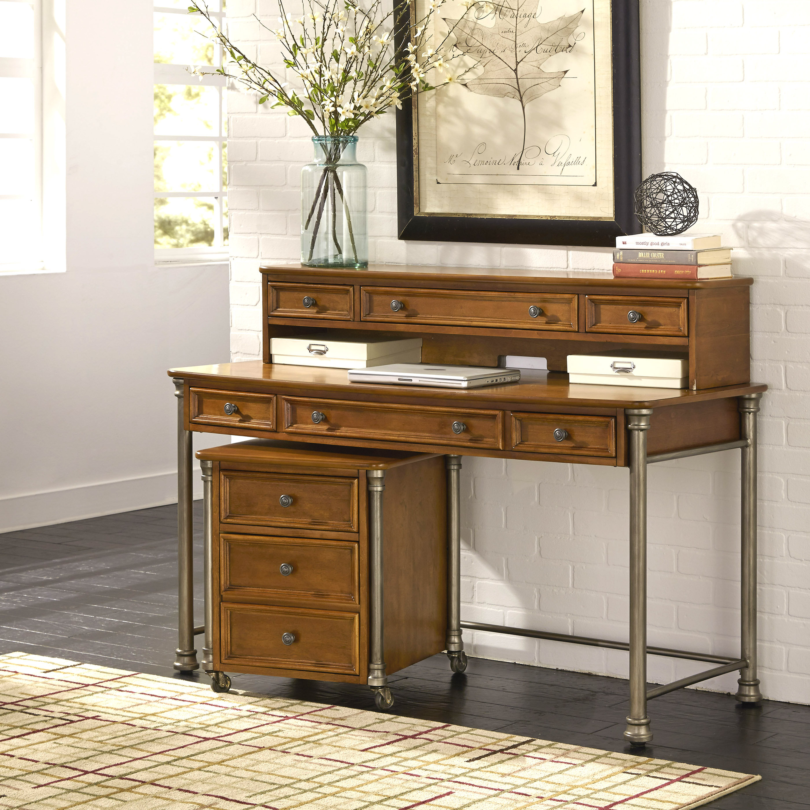 Red Barrel Studio Kibbe Executive Computer Desk with Hutch and Keyboard Tray Wayfair
