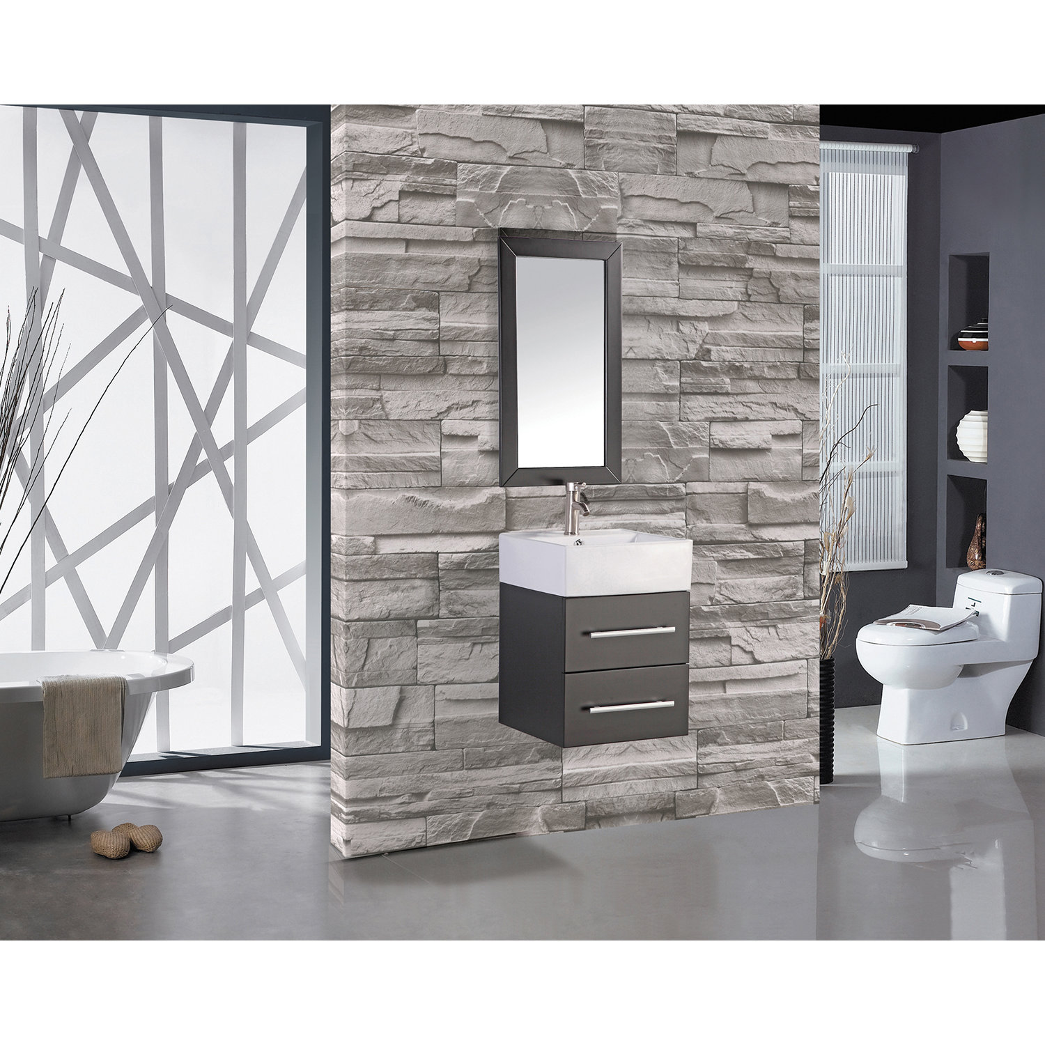 MTDVanities Nepal 18" Single Sink Wall Mounted Bathroom Vanity Set with
