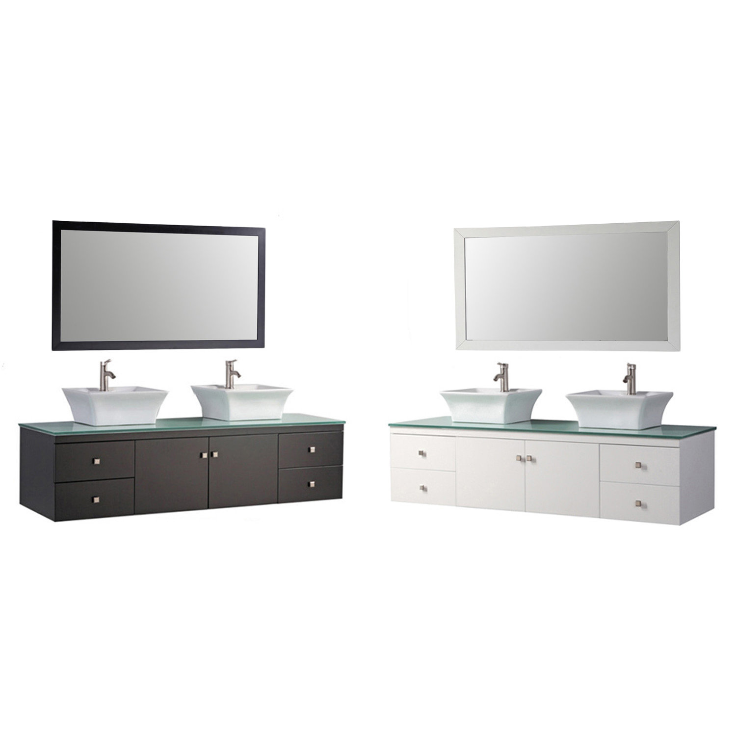 MTDVanities Nepal 72" Floating Double Bathroom Vanity Set with Mirror & Reviews Wayfair
