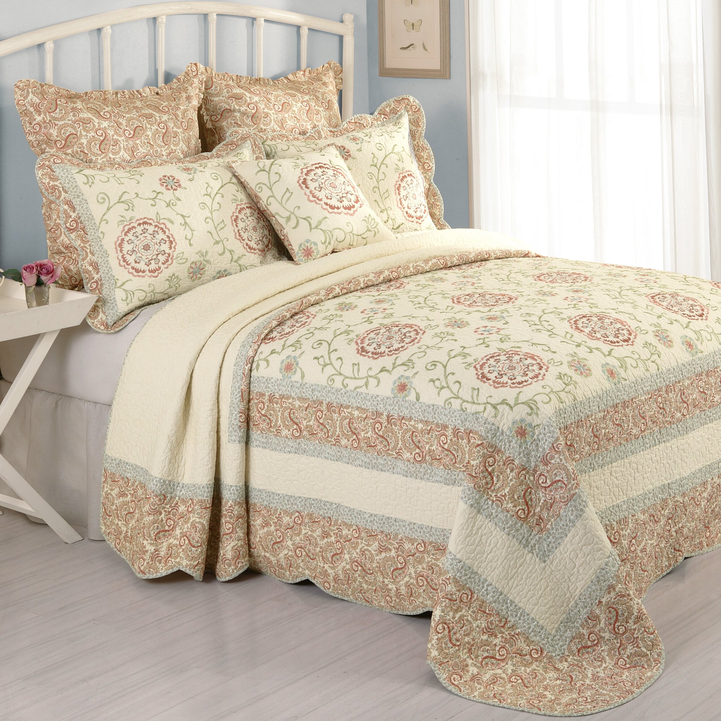 Laurel and Mayfair Rosaleen Cotton Quilted Bedspread & Reviews | Wayfair