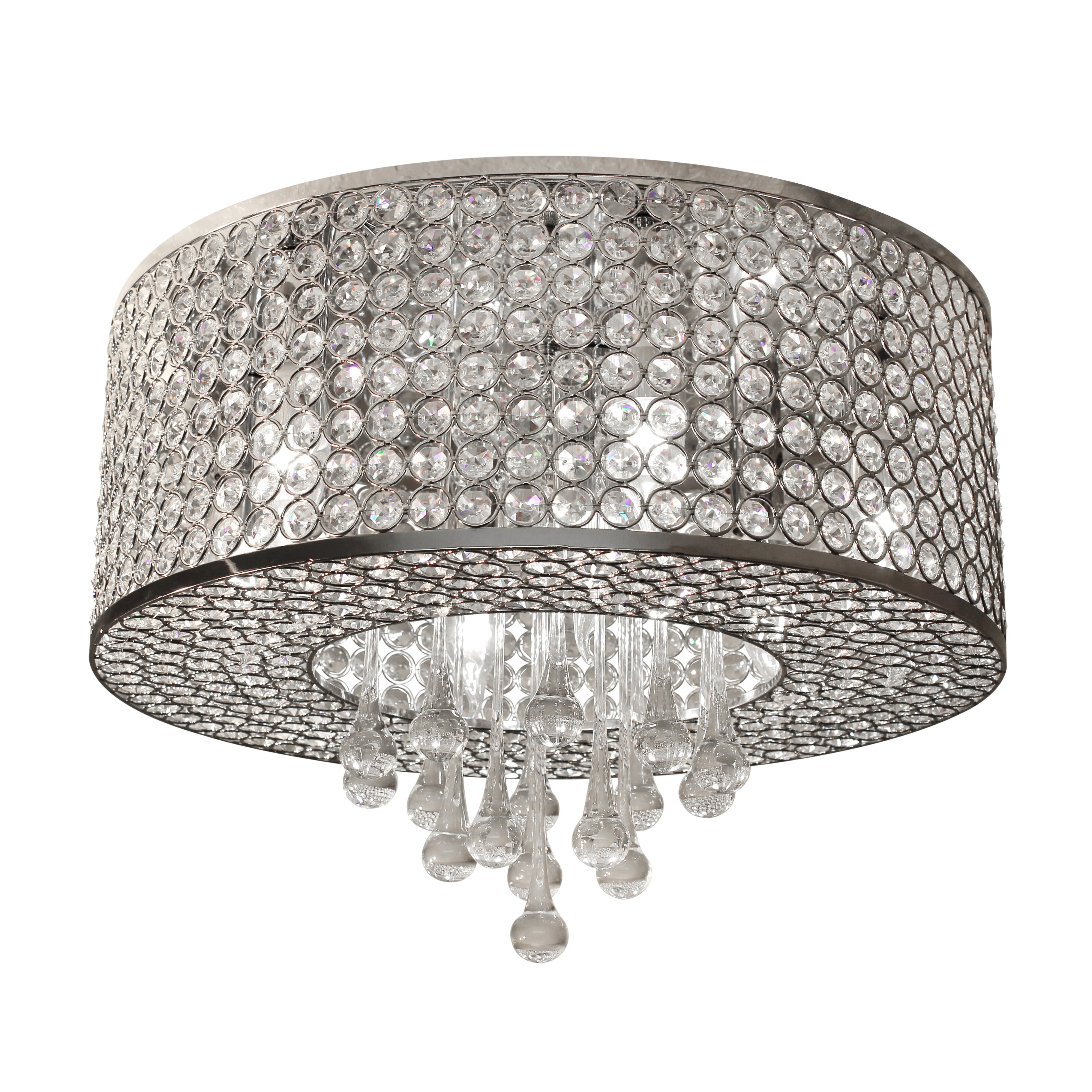 LightUpMyHome Chrome Flush Mount Crystal Chandelier & Reviews | Wayfair