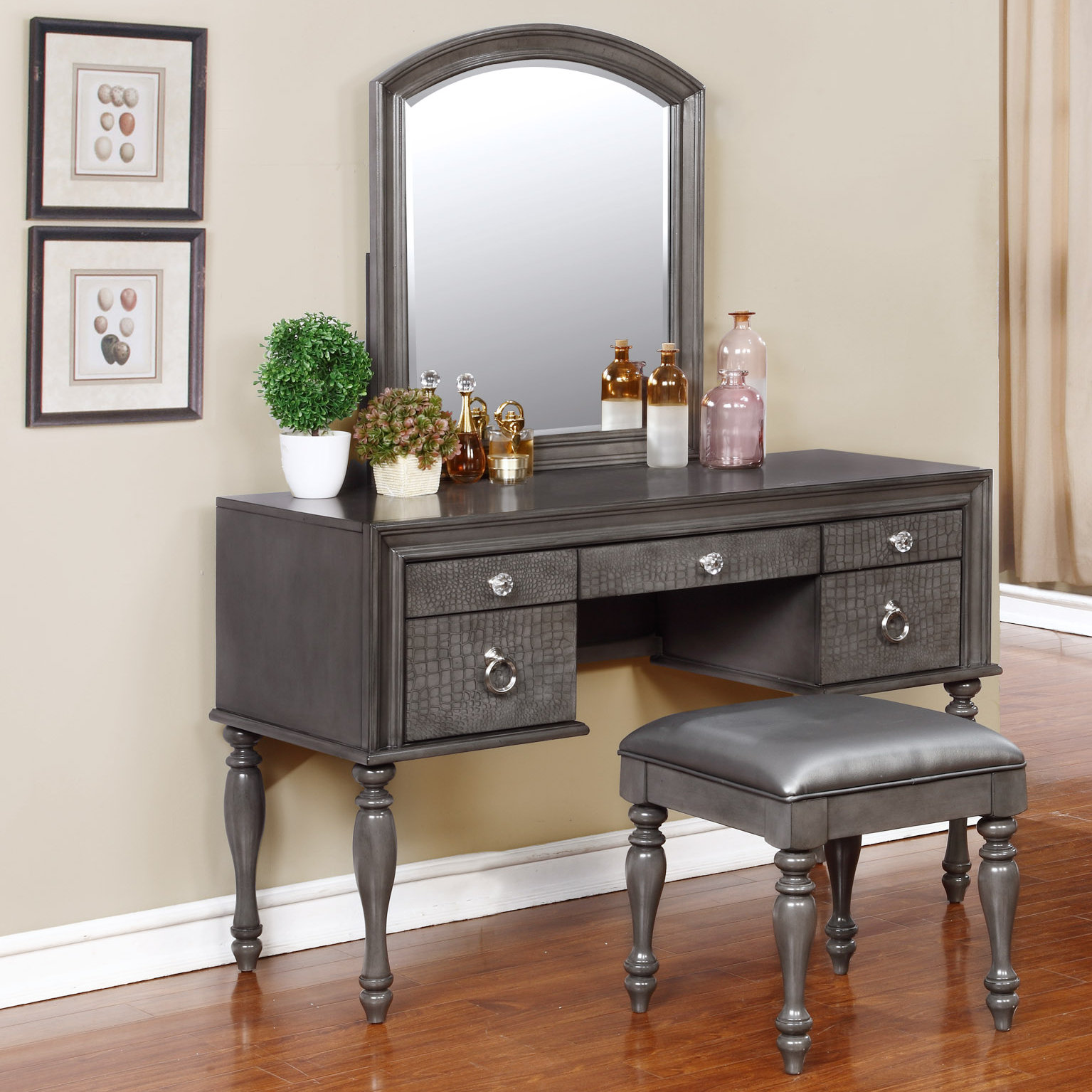 Avalon Furniture Glam Style Vanity Set with Mirror & Reviews | Wayfair