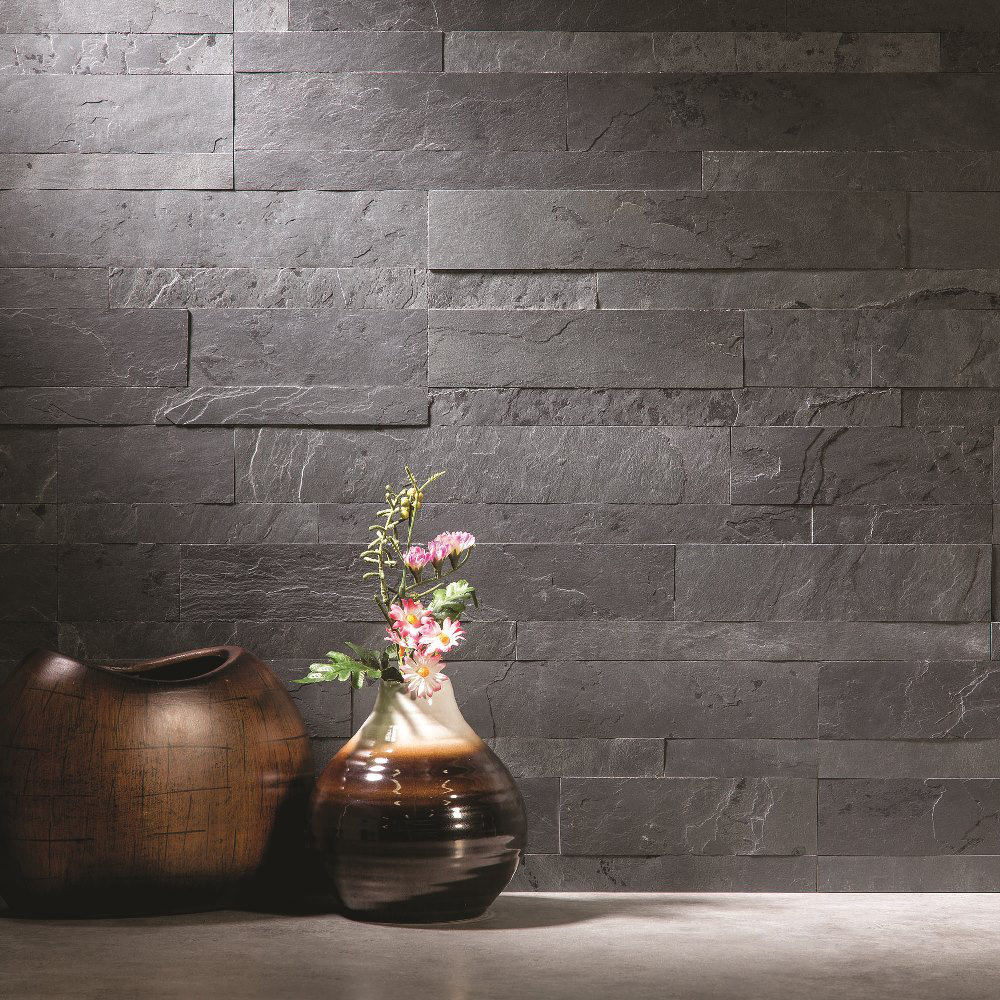 Aspect 6" x 24" Natural Stone Peel & Stick Mosaic Tile in Charcoal Slate Wayfair