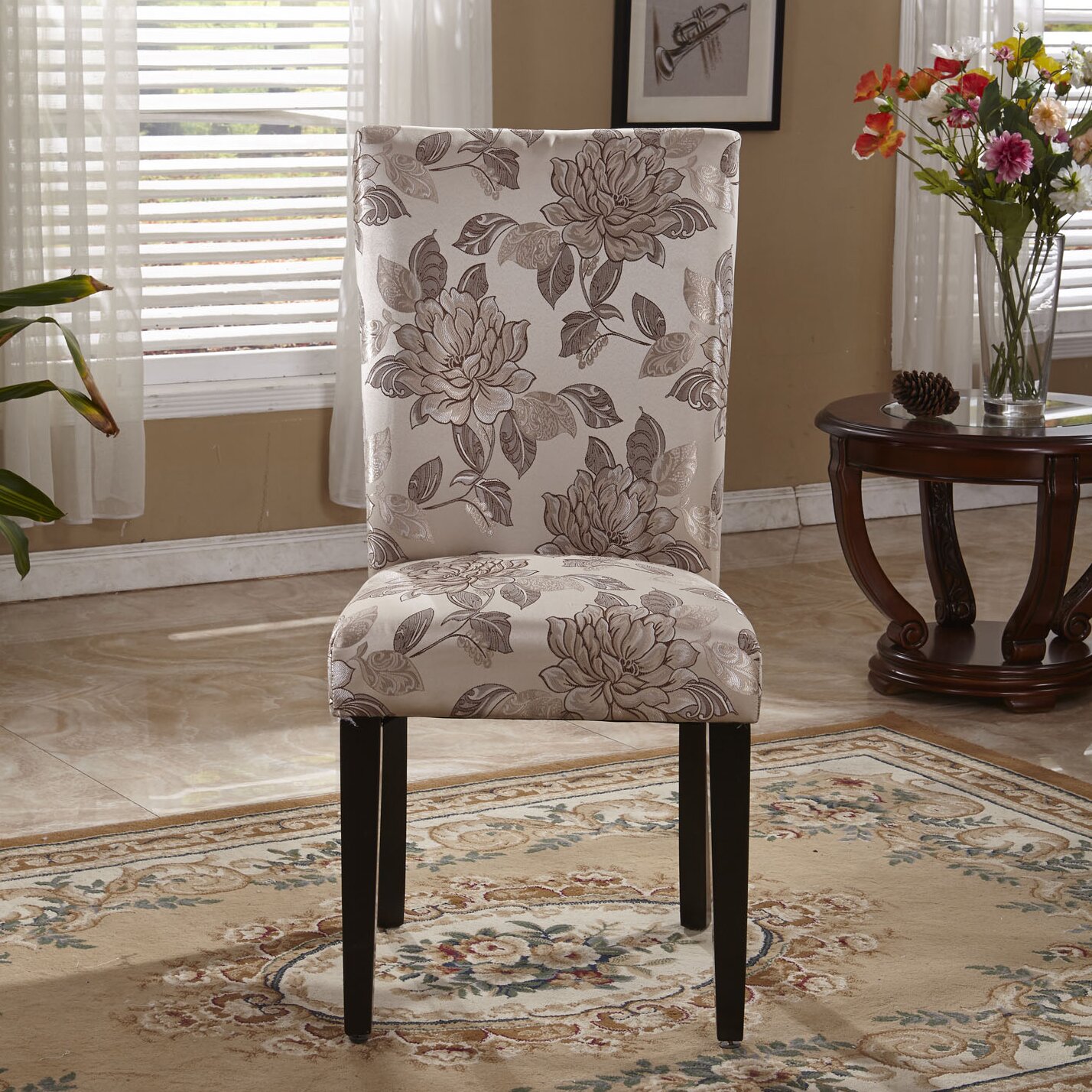 Bellasario Collection Elegant Floral Parsons Chair & Reviews Wayfair