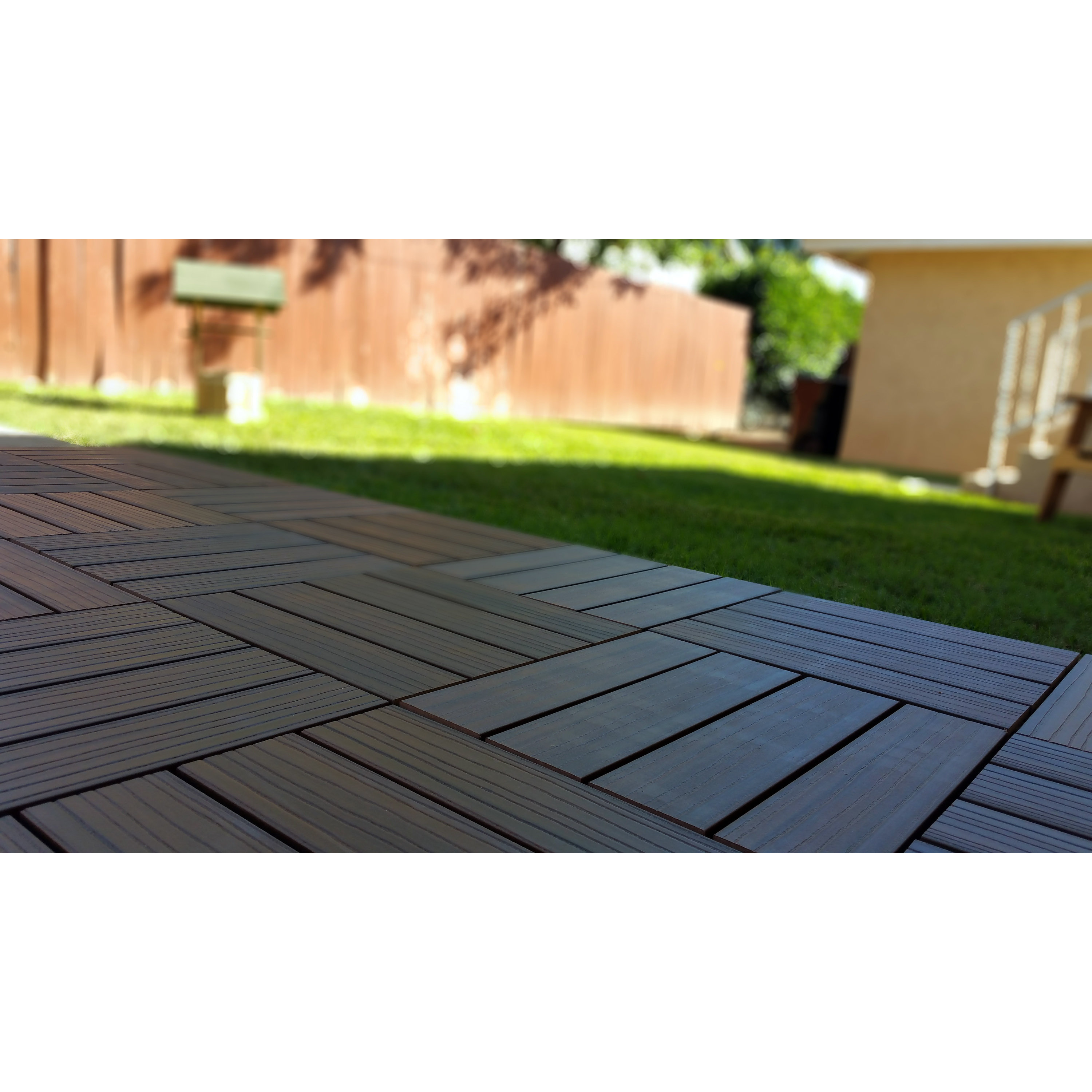 Vifah Composite Walnut 12" x 12" Interlocking Deck Tiles & Reviews