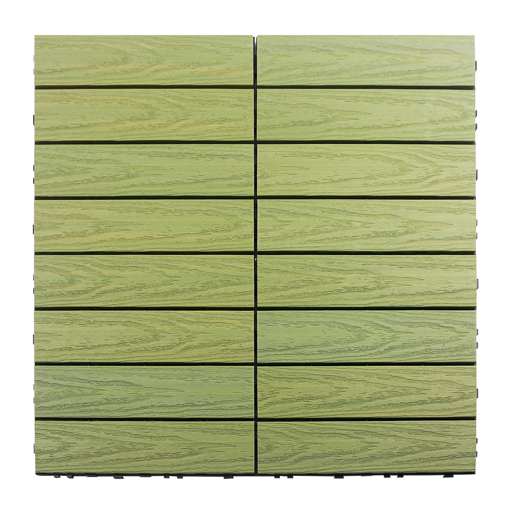 NewTechWood Naturale Composite 12" x 12" Interlocking Deck Tiles in Irish Green Wayfair
