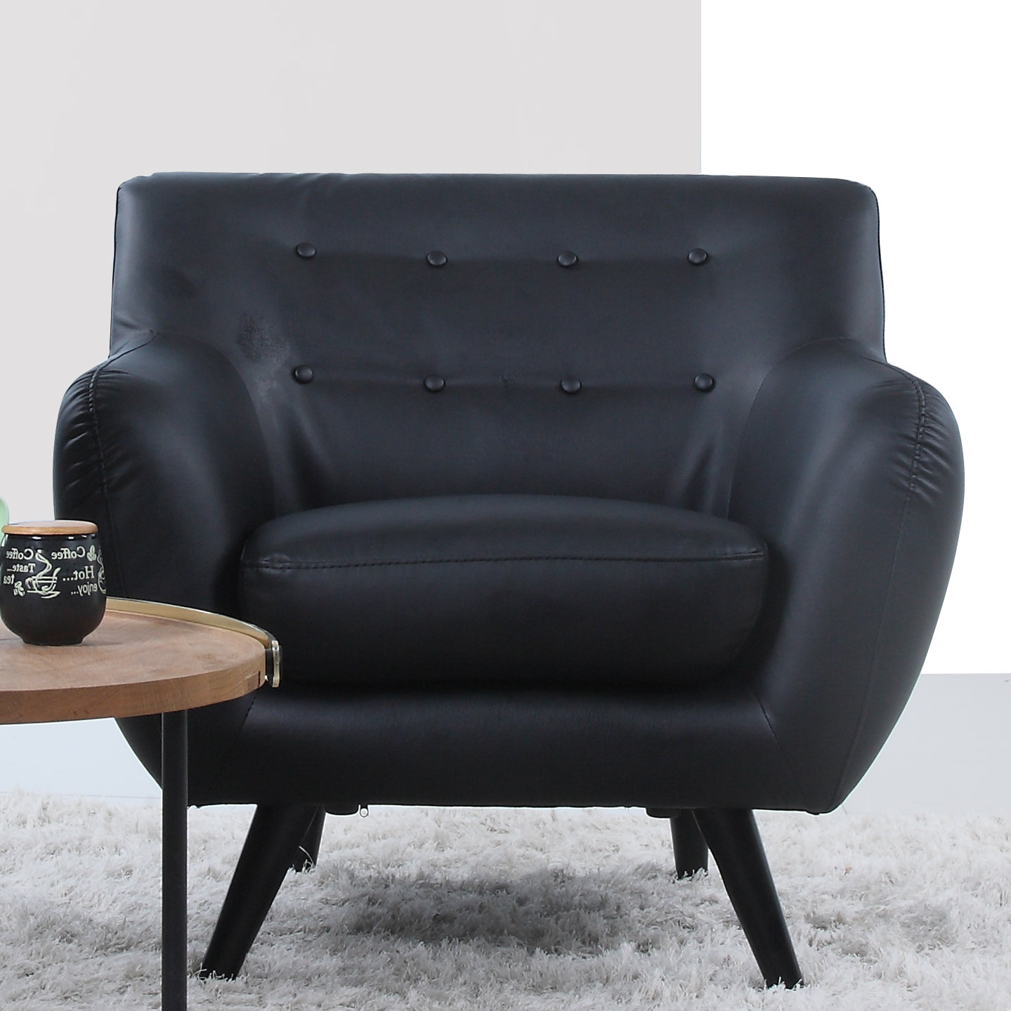 Madison Home USA Mid Century Modern Tufted Bonded Leather Club Chair